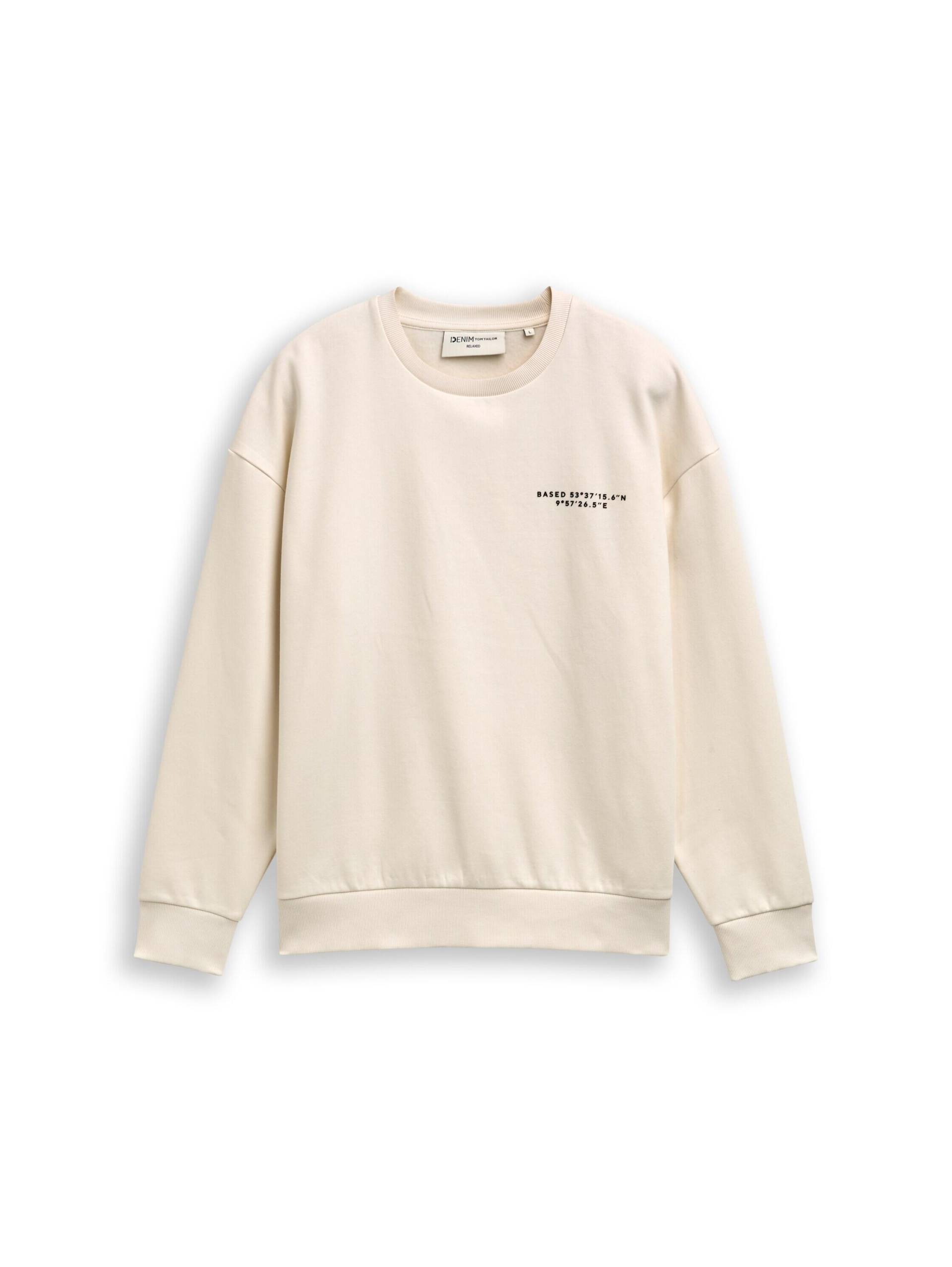 Denim Tom Tailor - Relaxed Sweatshirt mit Print wool white - Gr. - M von Denim Tom Tailor