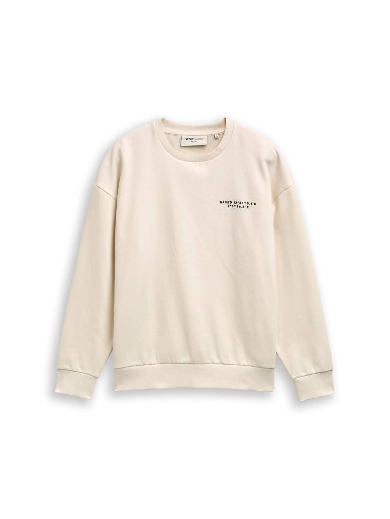 Denim Tom Tailor - Relaxed Sweatshirt mit Print wool white - Gr. - XL von Denim Tom Tailor