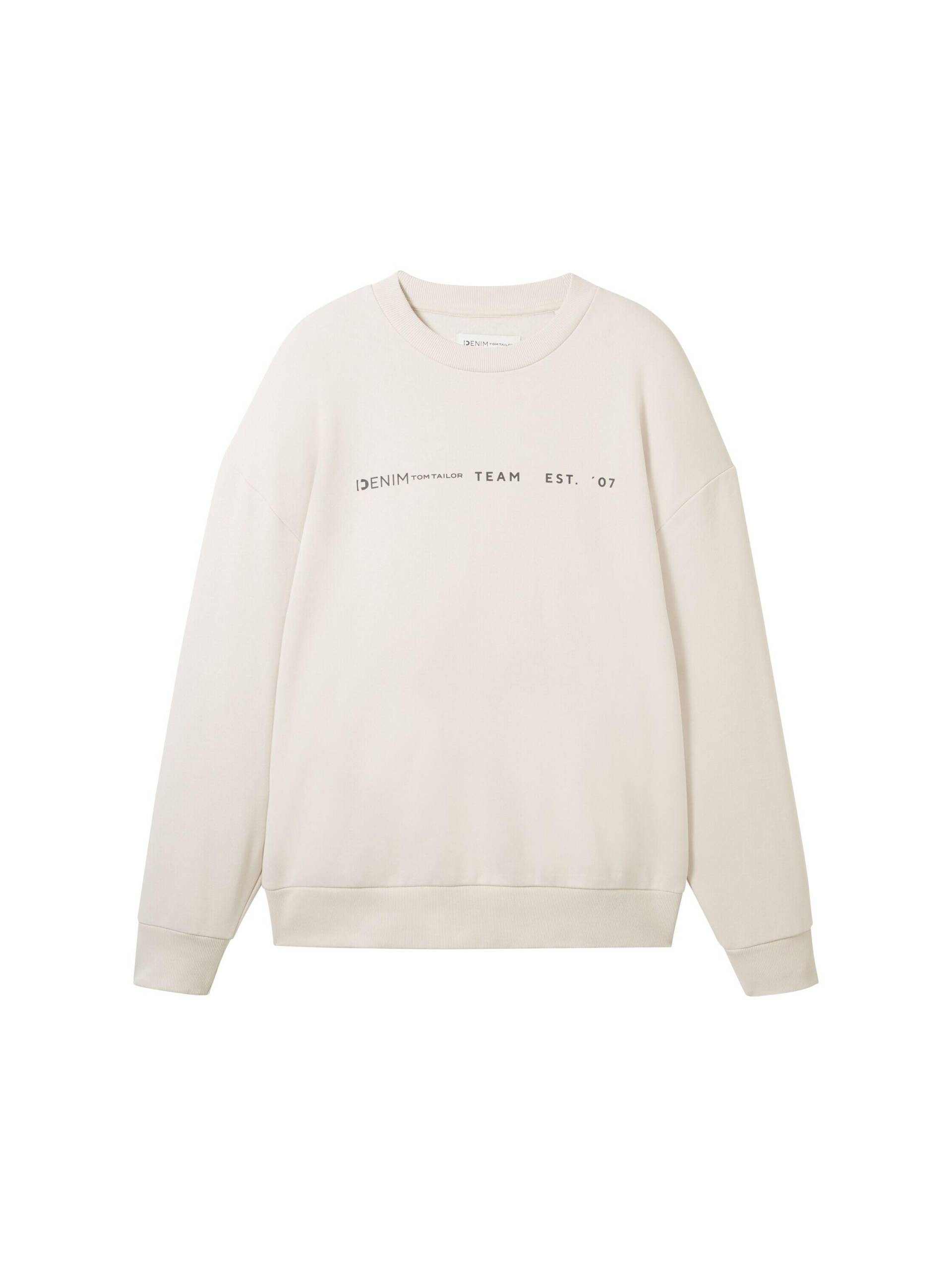 Denim Tom Tailor - Relaxed Sweatshirt mit recyceltem Polyester cold beige - Gr. - L von Denim Tom Tailor