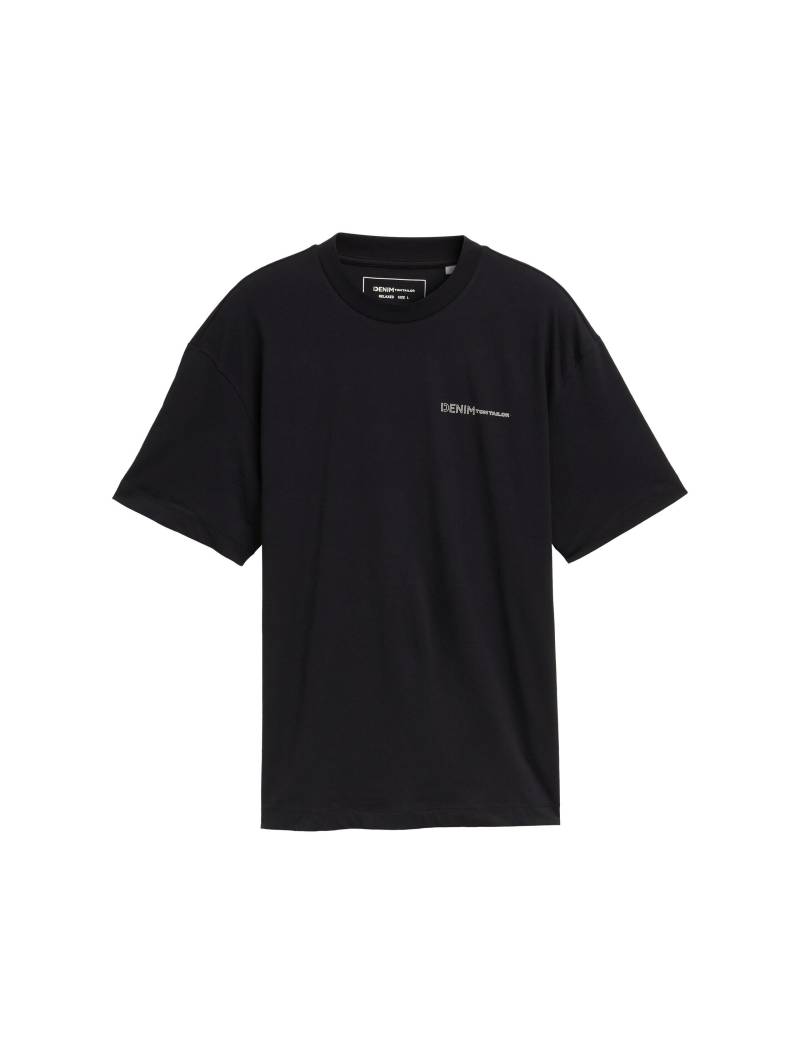 Denim Tom Tailor - Relaxed T-Shirt mit Print black - Gr. - S von Denim Tom Tailor
