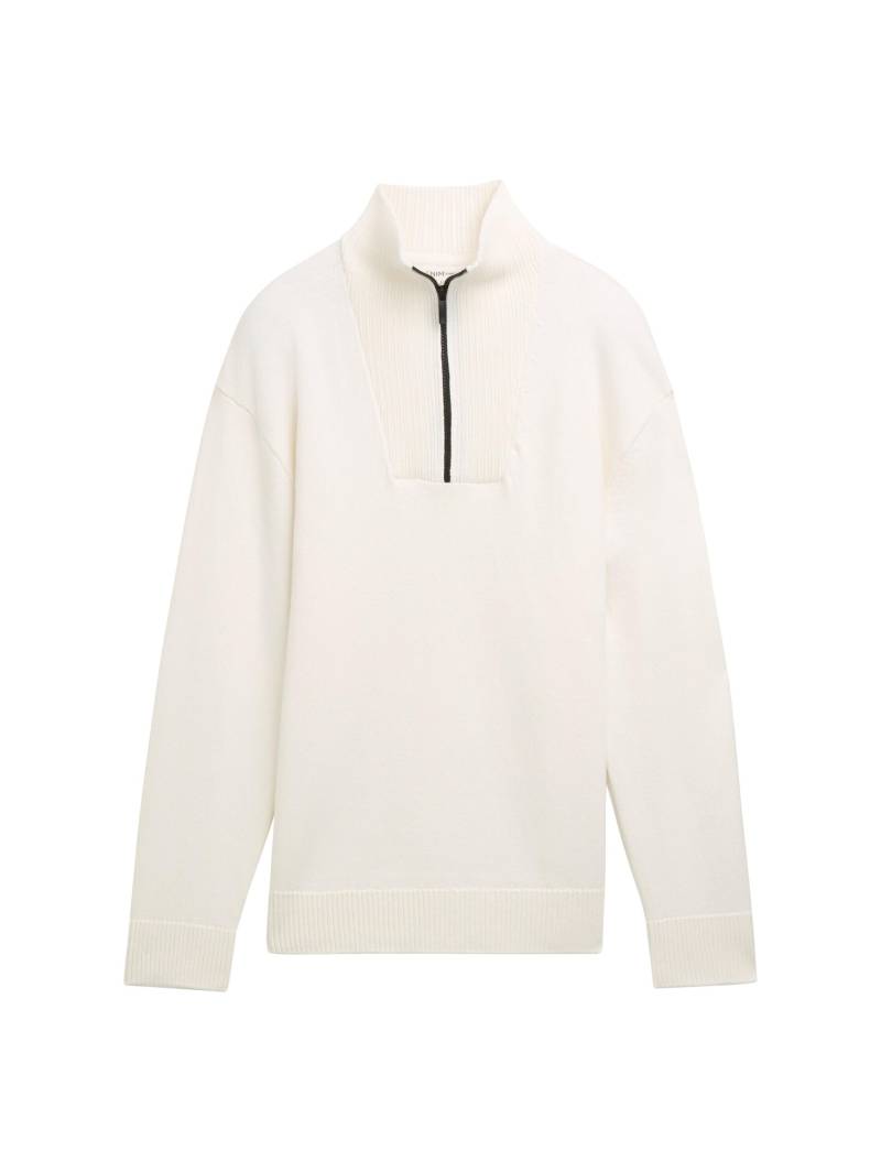 Denim Tom Tailor - Relaxed Troyer Strickpullover wool white - Gr. - XL von Denim Tom Tailor