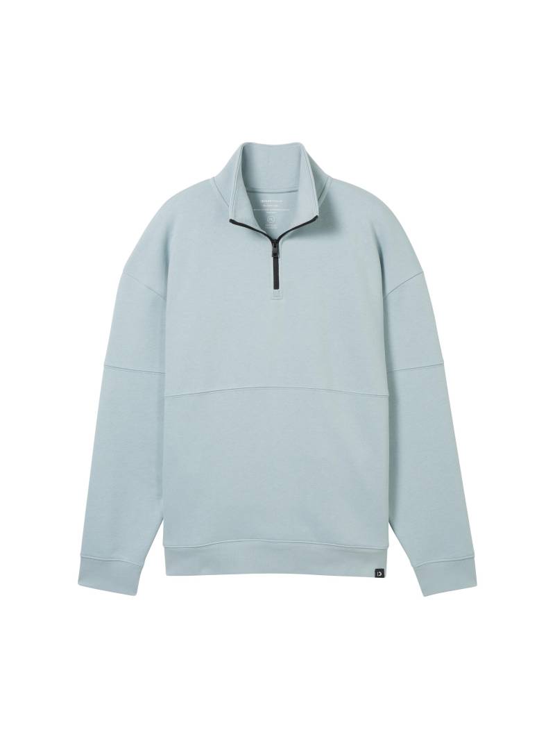 Denim Tom Tailor - Relaxed Troyer Sweatshirt light grey mint - Gr. - L von Denim Tom Tailor