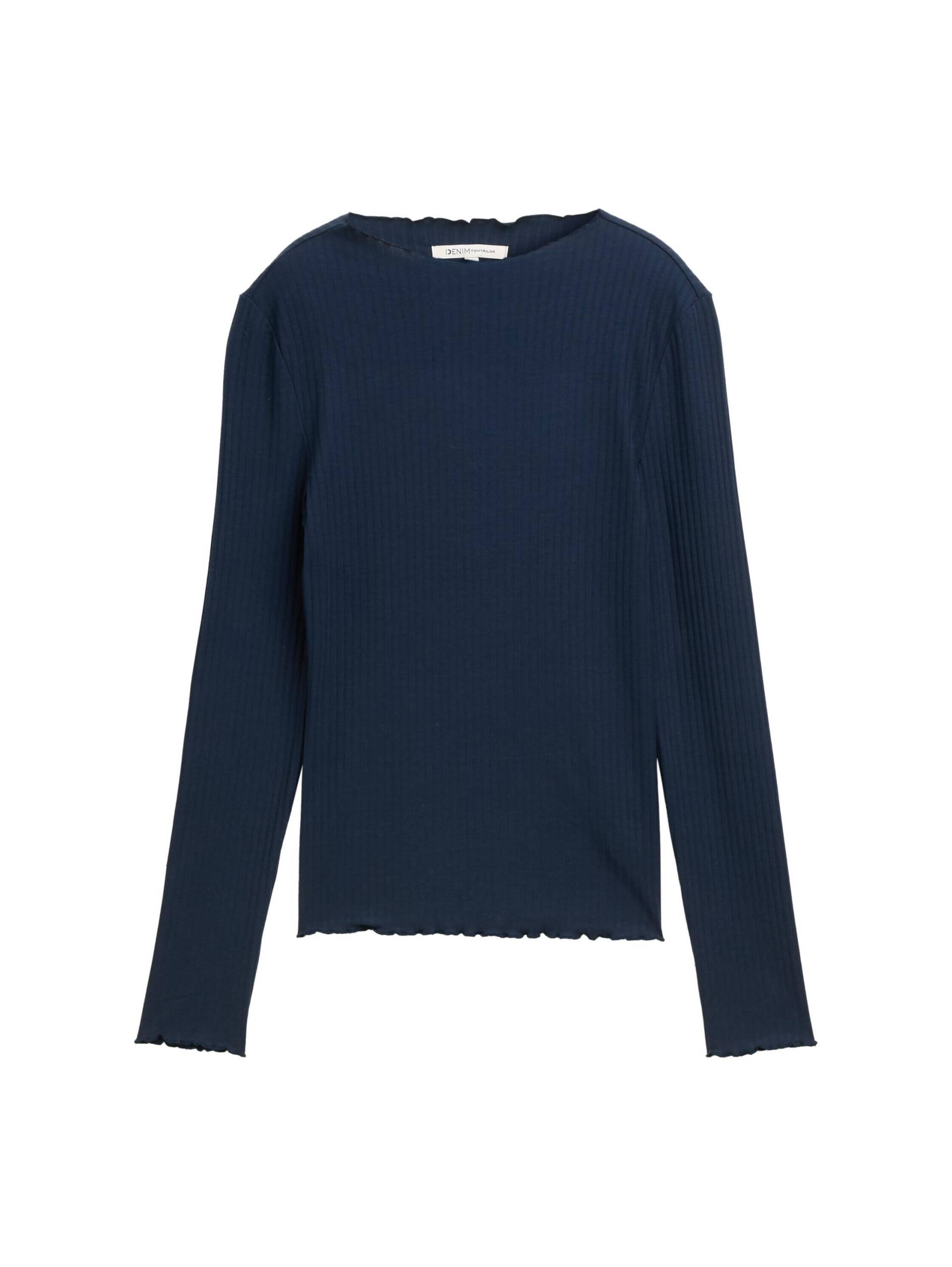 Denim Tom Tailor - Troyer Strickpullover aus Baumwolle navy white mouline - Gr. - XL von Denim Tom Tailor