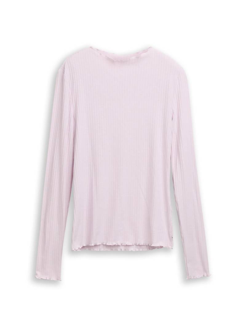 Denim Tom Tailor - Ripp Langarmshirt mit Stehkragen lilac fog - Gr. - M von Denim Tom Tailor