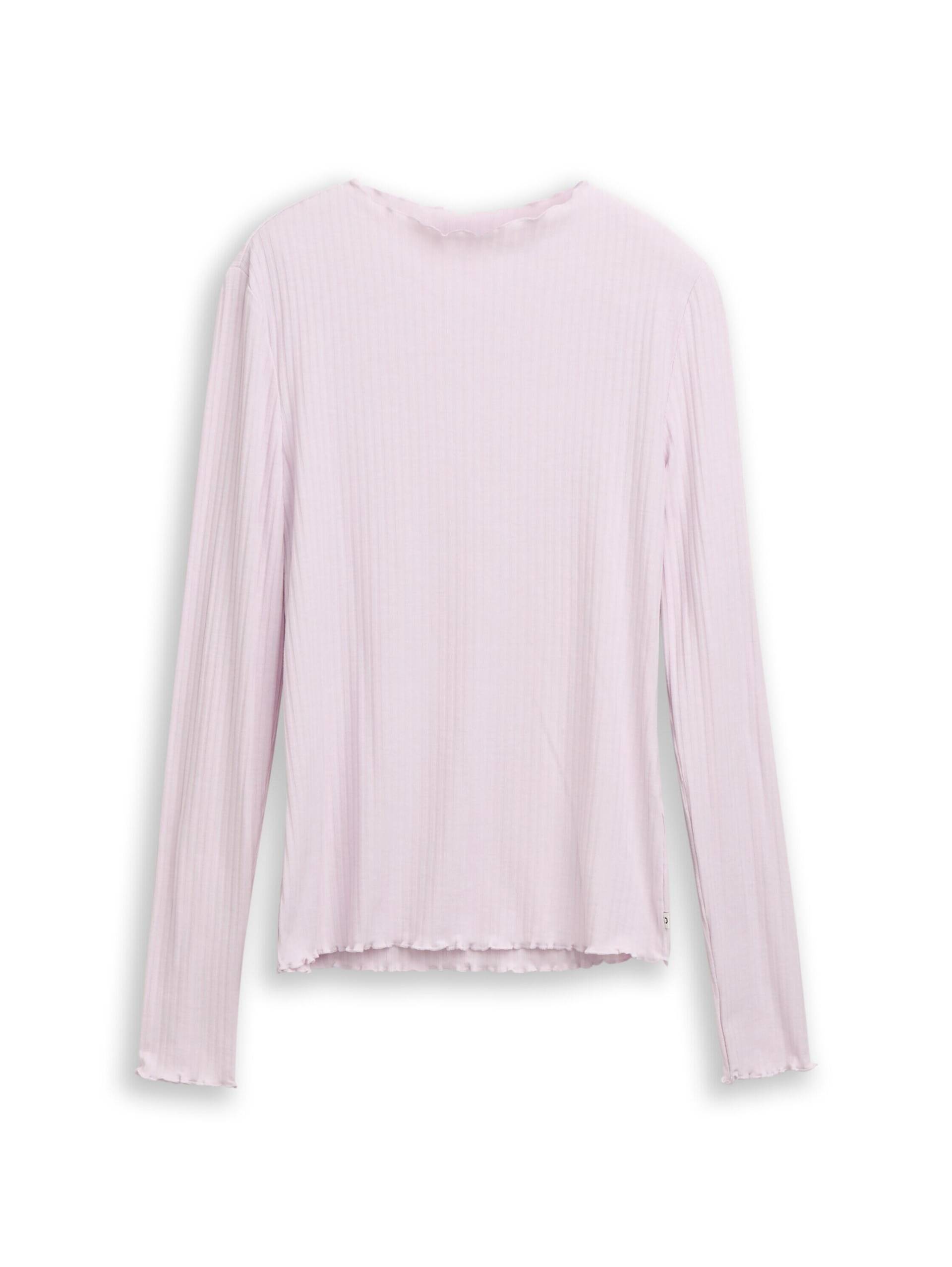 Denim Tom Tailor - Ripp Langarmshirt mit Stehkragen lilac fog - Gr. - S von Denim Tom Tailor