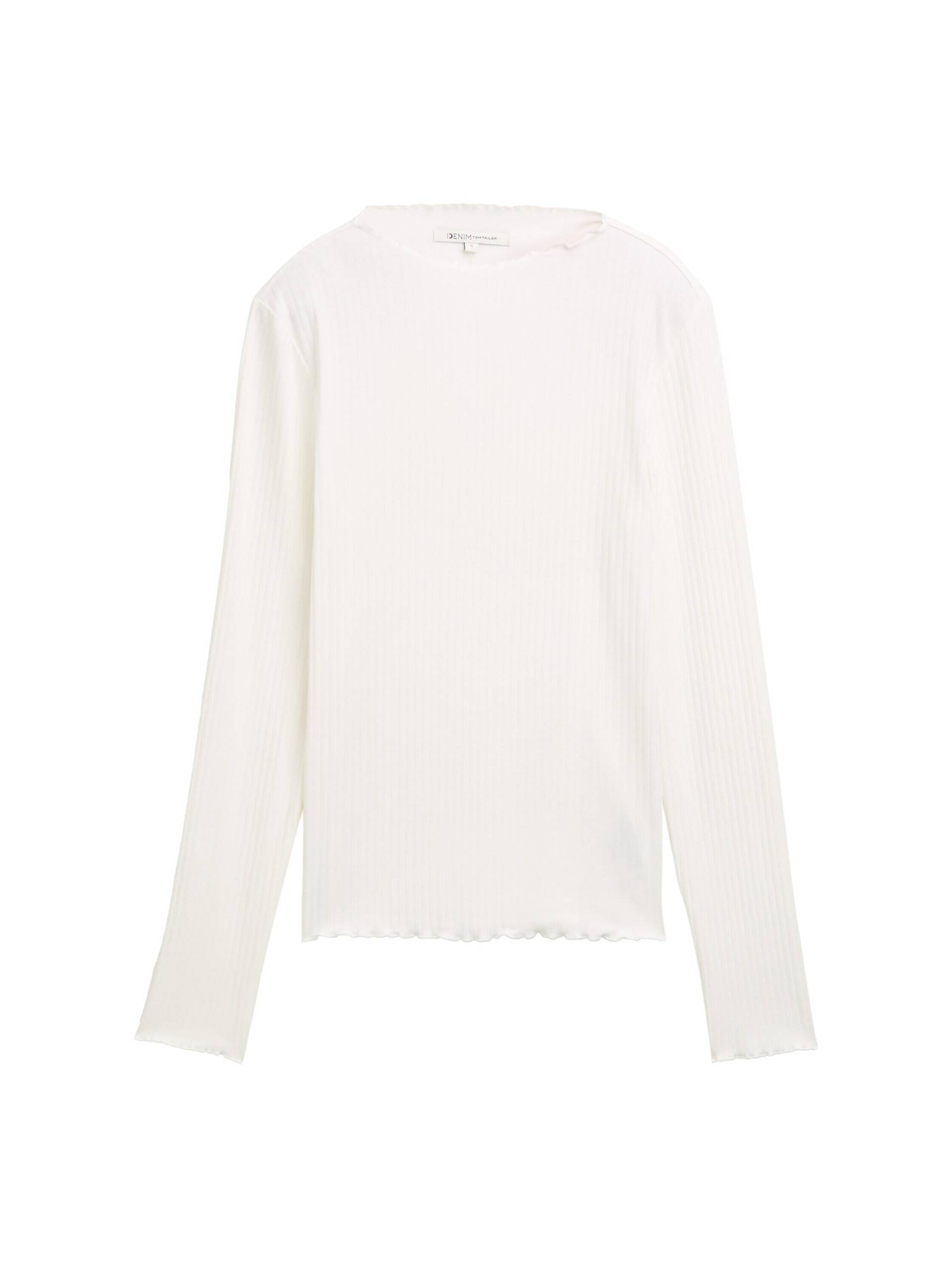 Denim Tom Tailor - Ripp Langarmshirt mit Stehkragen off white - Gr. - S von Denim Tom Tailor