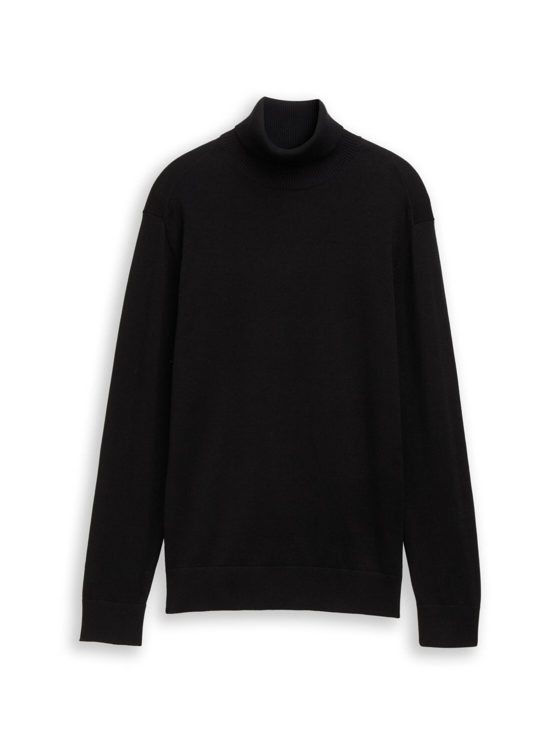 Denim Tom Tailor - Rollkragenpullover aus Baumwolle black - Gr. - M von Denim Tom Tailor