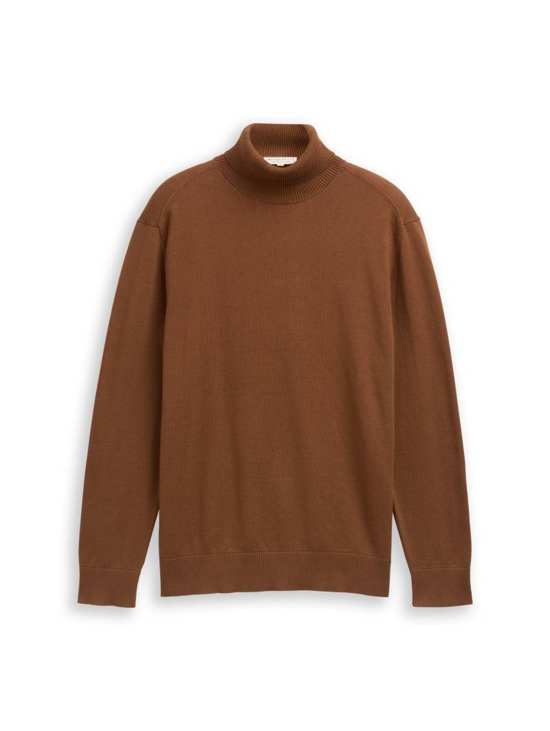Denim Tom Tailor - Rollkragenpullover aus Baumwolle golden clay - Gr. - S von Denim Tom Tailor