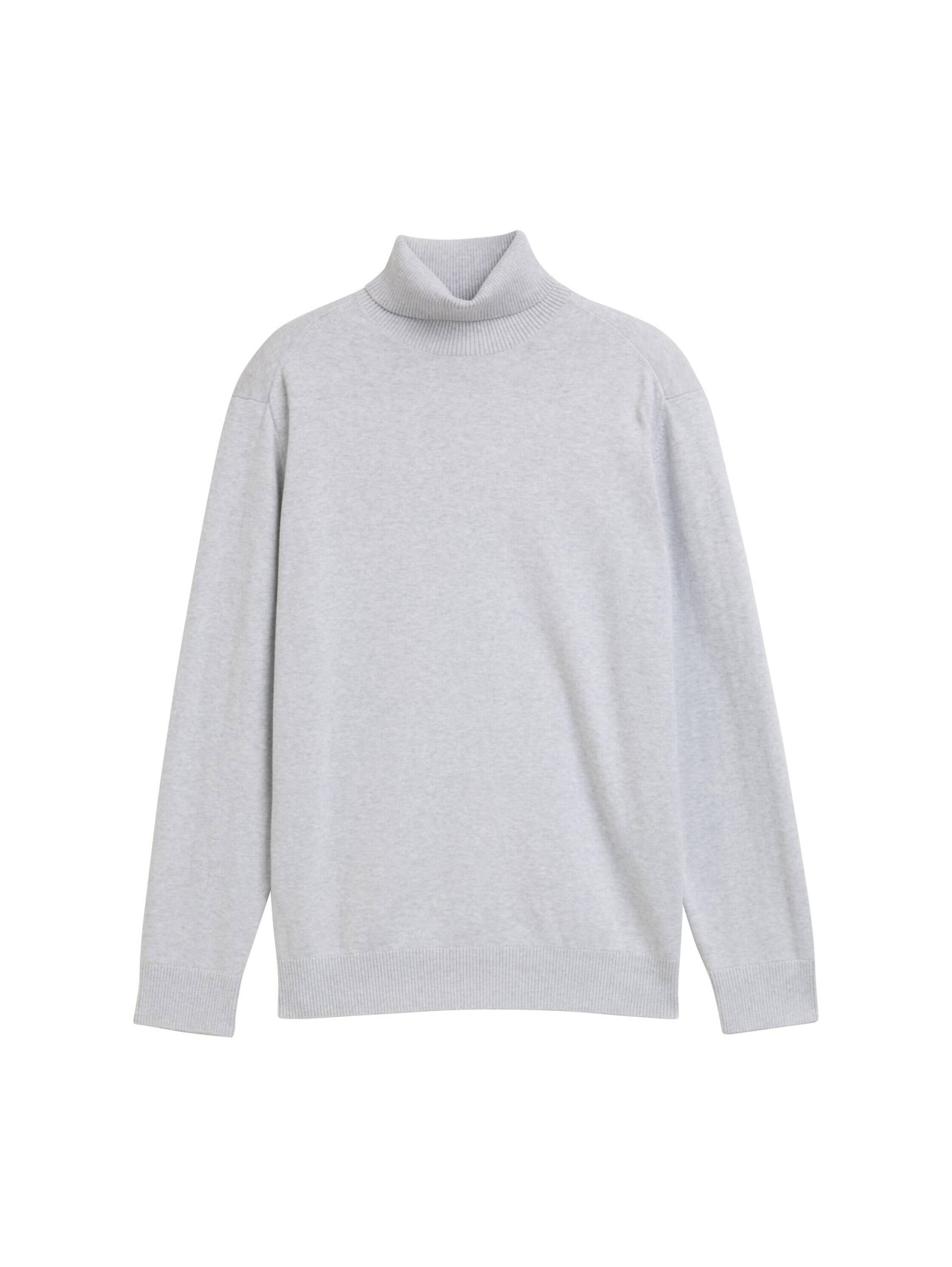 Denim Tom Tailor - Rollkragenpullover aus Baumwolle light stone grey melange - Gr. - S von Denim Tom Tailor