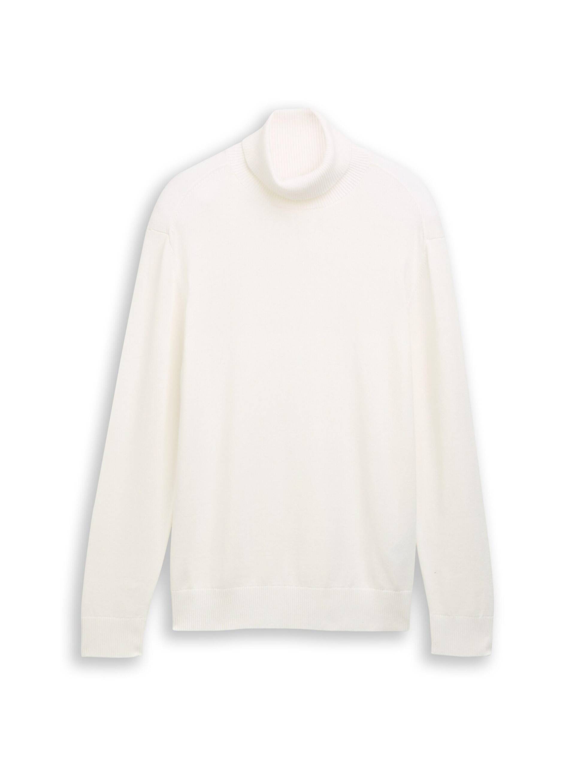 Denim Tom Tailor - Rollkragenpullover aus Baumwolle wool white - Gr. - S von Denim Tom Tailor