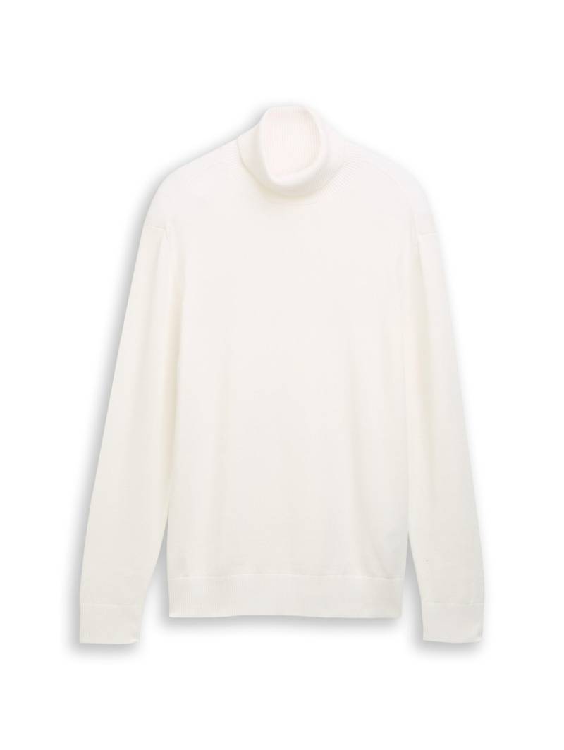 Denim Tom Tailor - Rollkragenpullover aus Baumwolle wool white - Gr. - S von Denim Tom Tailor