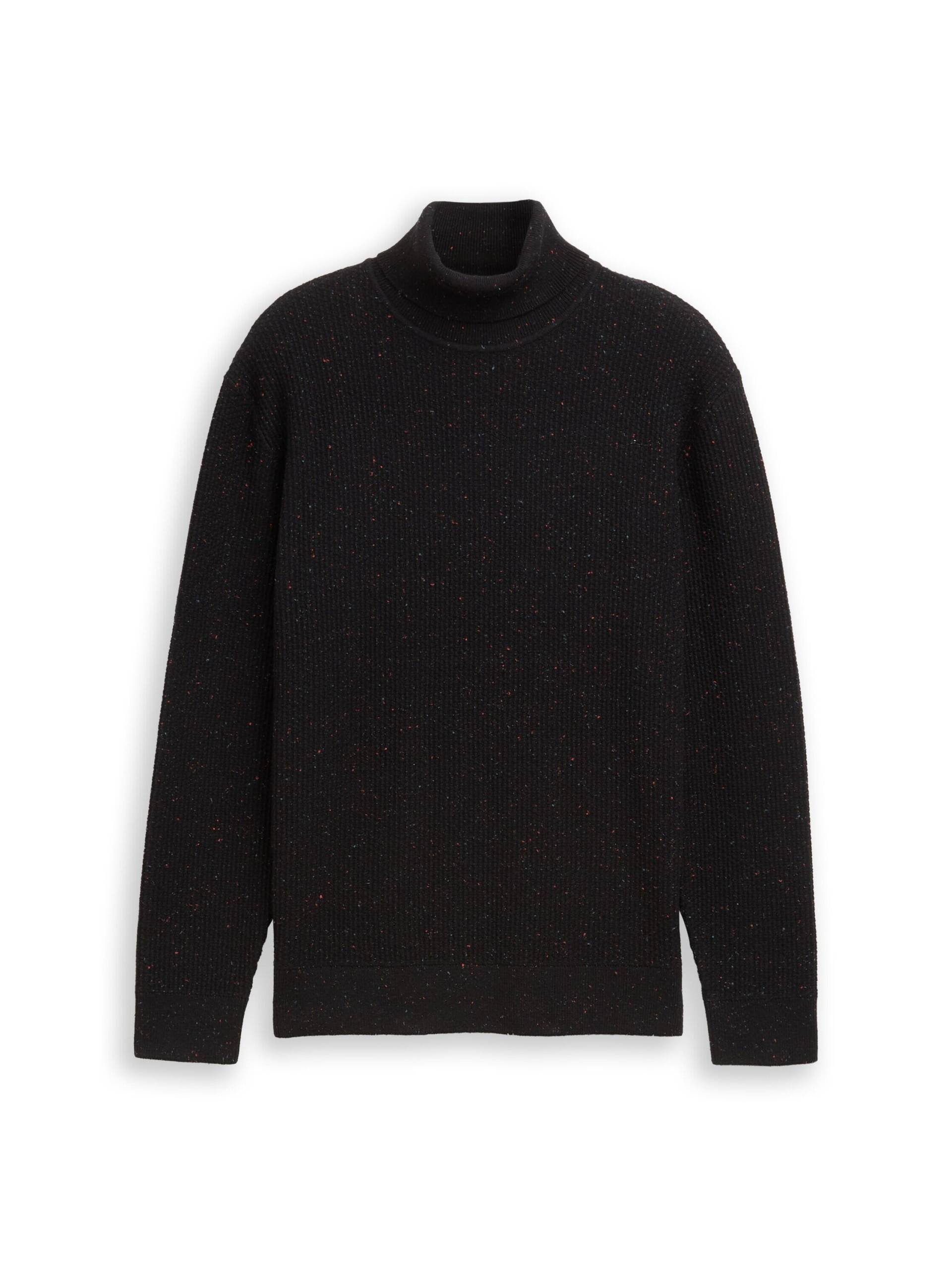 Denim Tom Tailor - Rollkragenpullover aus Noppengarn black multicolor nep - Gr. - XL von Denim Tom Tailor