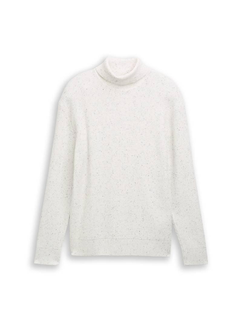Denim Tom Tailor - Rollkragenpullover aus Noppengarn offwhite multicolor neps - Gr. - S von Denim Tom Tailor