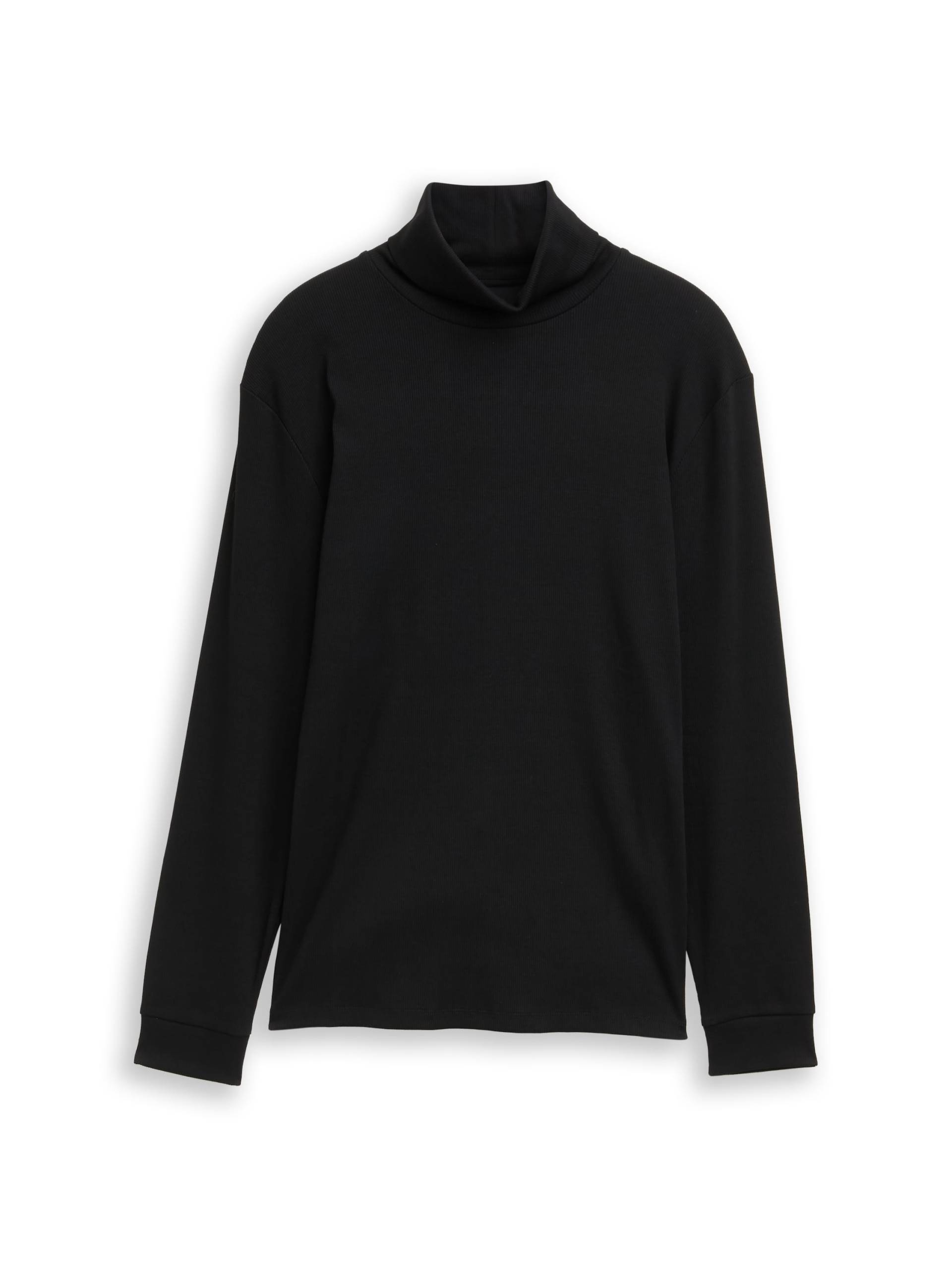 Denim Tom Tailor - Rollkragenshirt mit Rippstruktur black - Gr. - S von Denim Tom Tailor