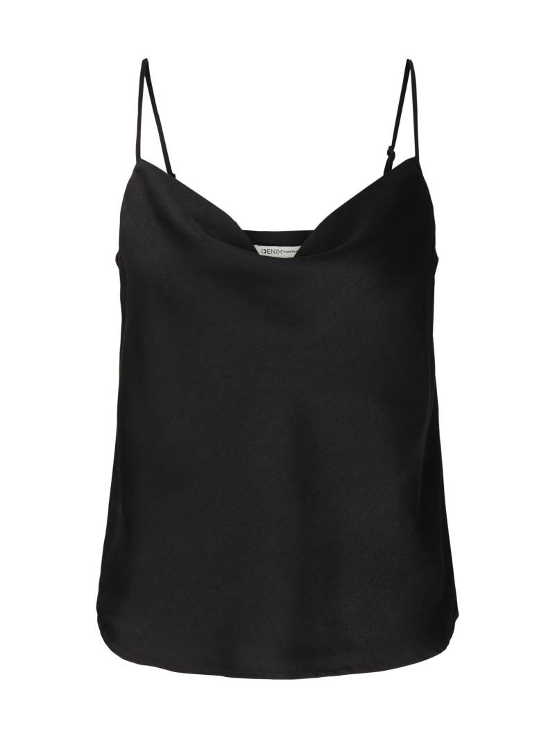 Denim Tom Tailor - Satintop mit Wasserfallausschnitt deep black - Gr. - L von Denim Tom Tailor