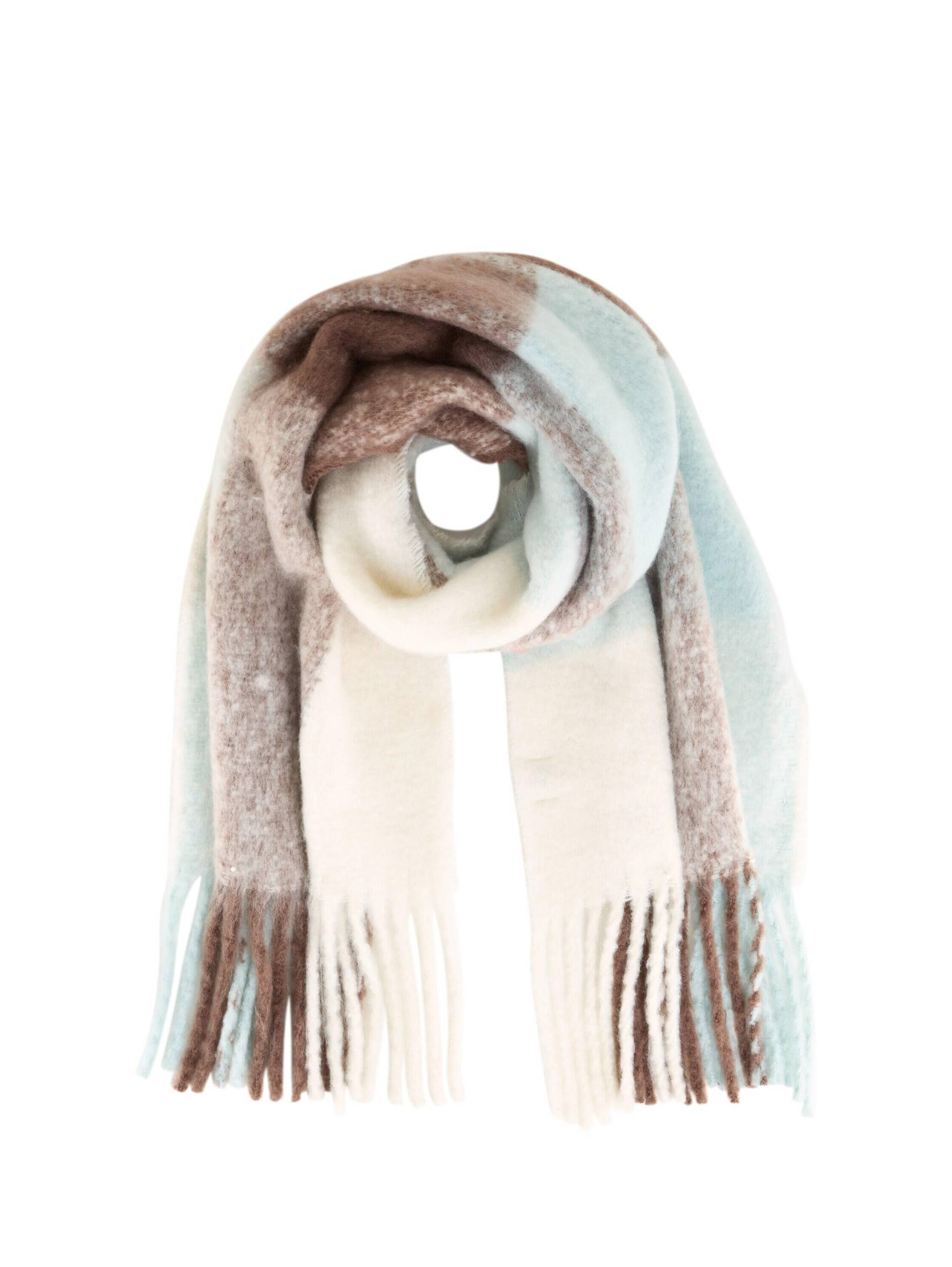 Denim Tom Tailor - Schal mit Fransen brown mint beige check - Gr. - OS von Denim Tom Tailor