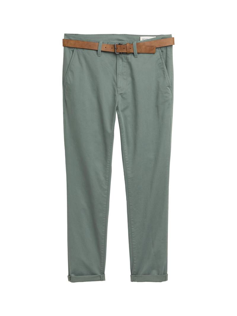 Denim Tom Tailor - Slim Chino Hose mit Gürtel washed jasper green - Gr. - 30/34 von Denim Tom Tailor