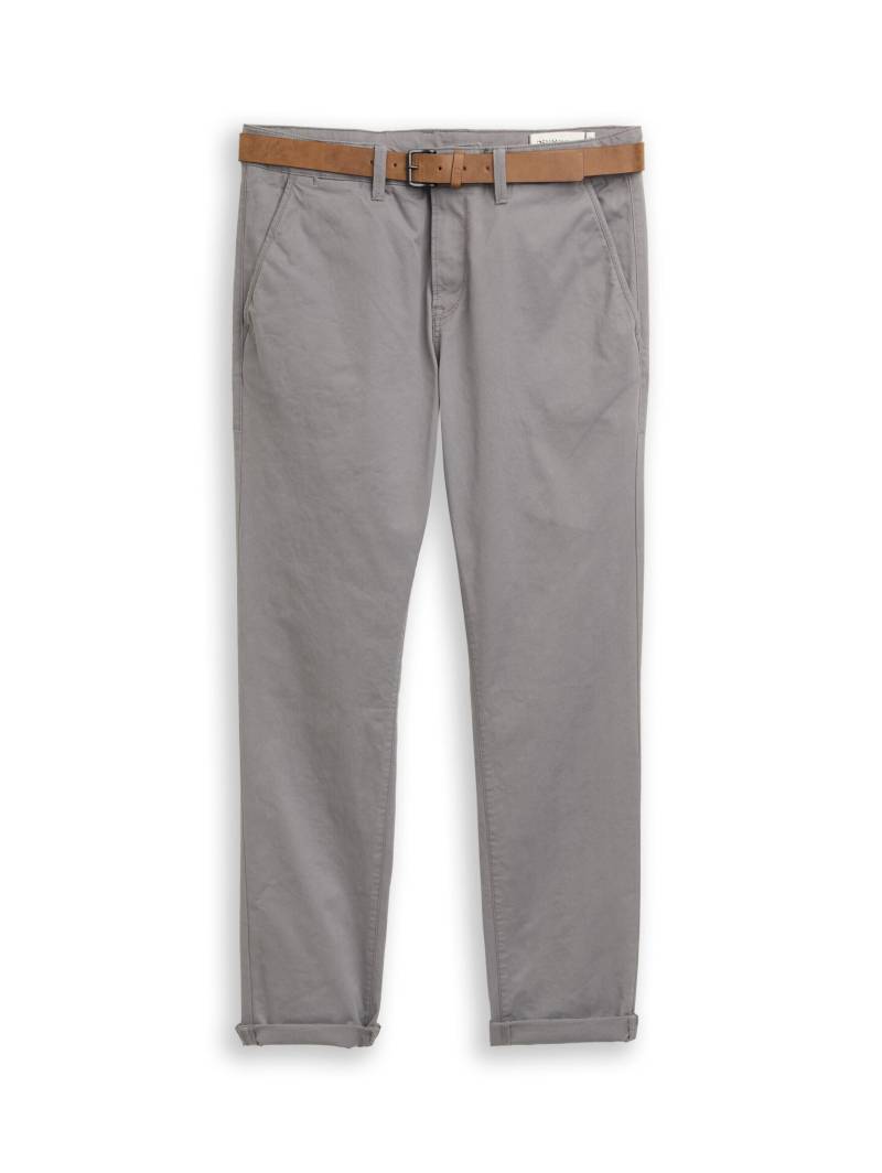 Denim Tom Tailor - Slim Fit Chino Hose mit Gürtel castlerock grey - Gr. - 36/34 von Denim Tom Tailor