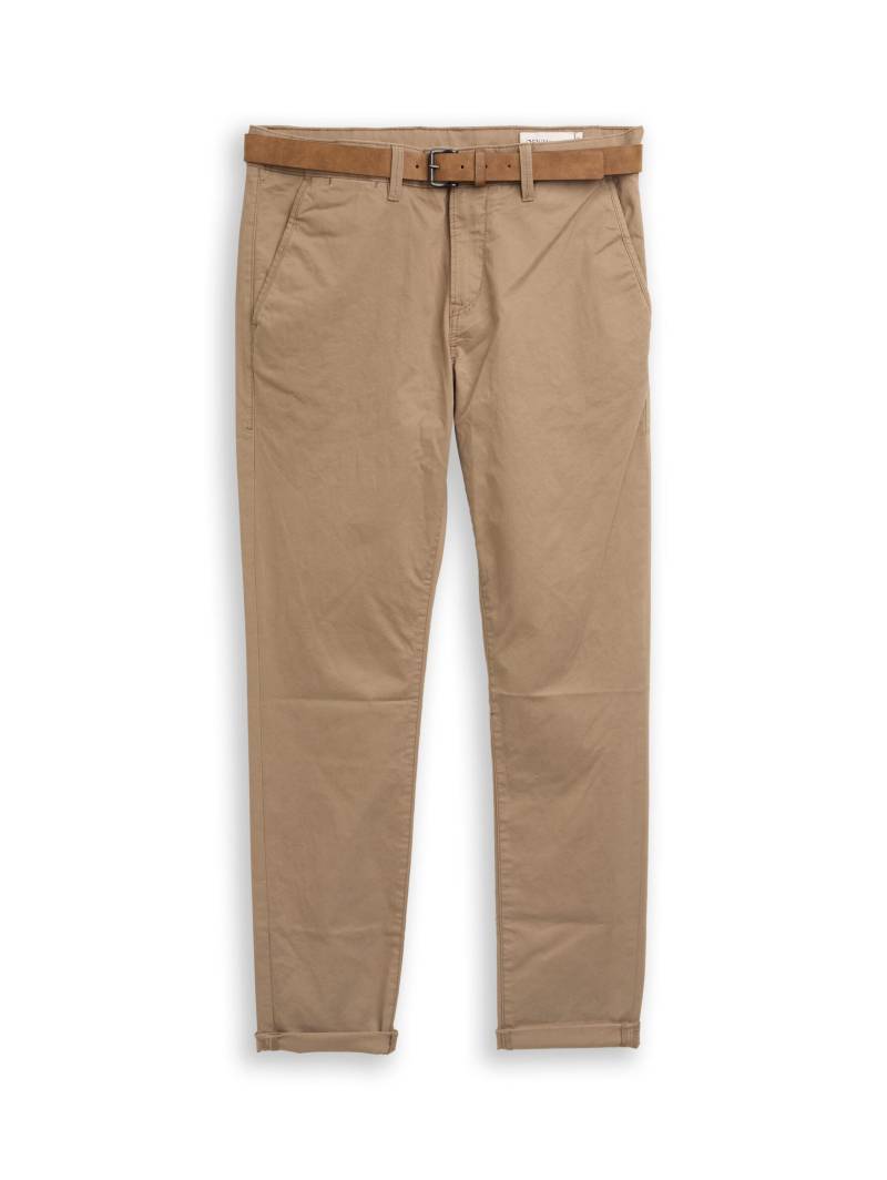 Denim Tom Tailor - Slim Fit Chino Hose mit Gürtel honey camel beige - Gr. - 29/30 von Denim Tom Tailor