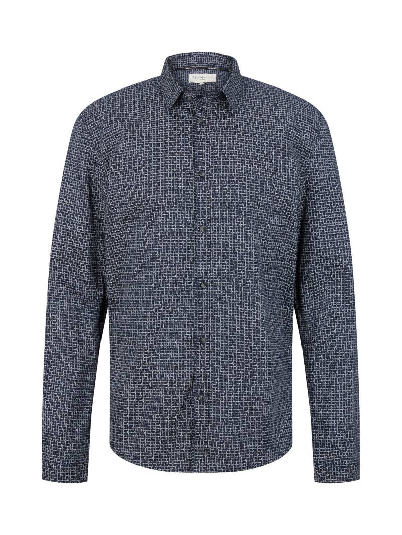 Denim Tom Tailor - Slim Fit Hemd mit Printmuster navy scratched check print - Gr. - XL von Denim Tom Tailor