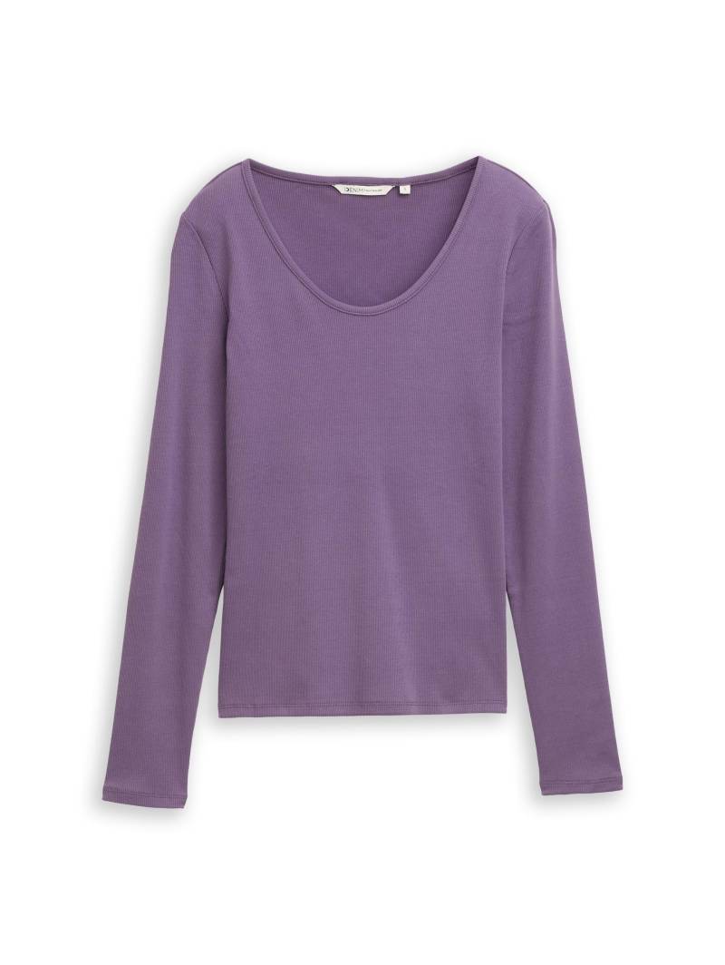 Denim Tom Tailor - Slim Fit Langarmshirt mit Rippstruktur - Gr. - XL von Denim Tom Tailor