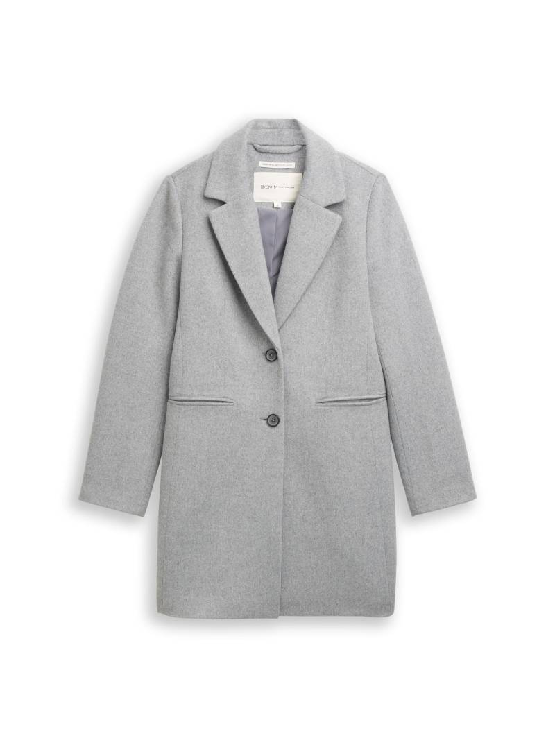 Denim Tom Tailor - Slim Fit Wollmantel cement grey mélange - Gr. - S von Denim Tom Tailor