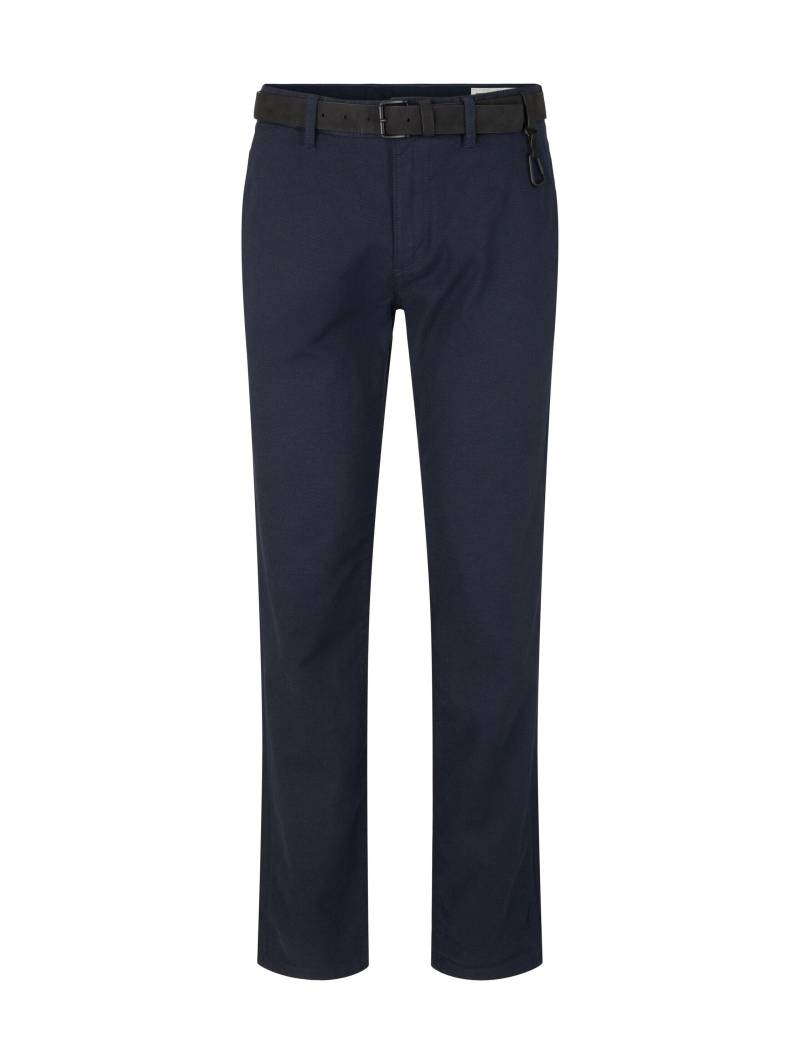 Denim Tom Tailor - Straight Fit Chino Hose mit Gürtel navy dobby yarn dye - Gr. - 33/32 von Denim Tom Tailor