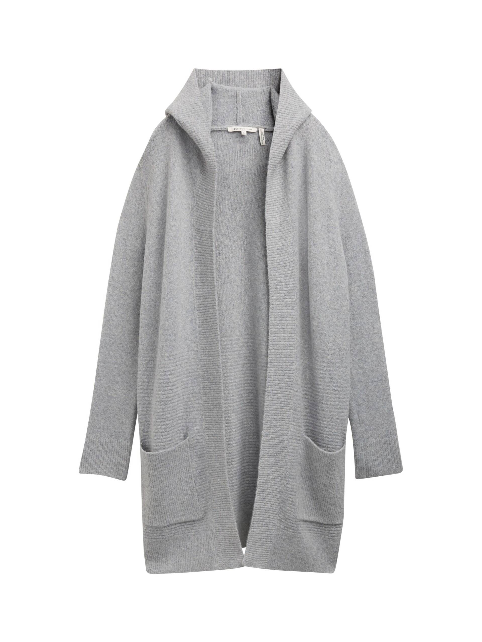 Denim Tom Tailor - Strick Cardigan mit Kapuze cement grey mélange - Gr. - L von Denim Tom Tailor