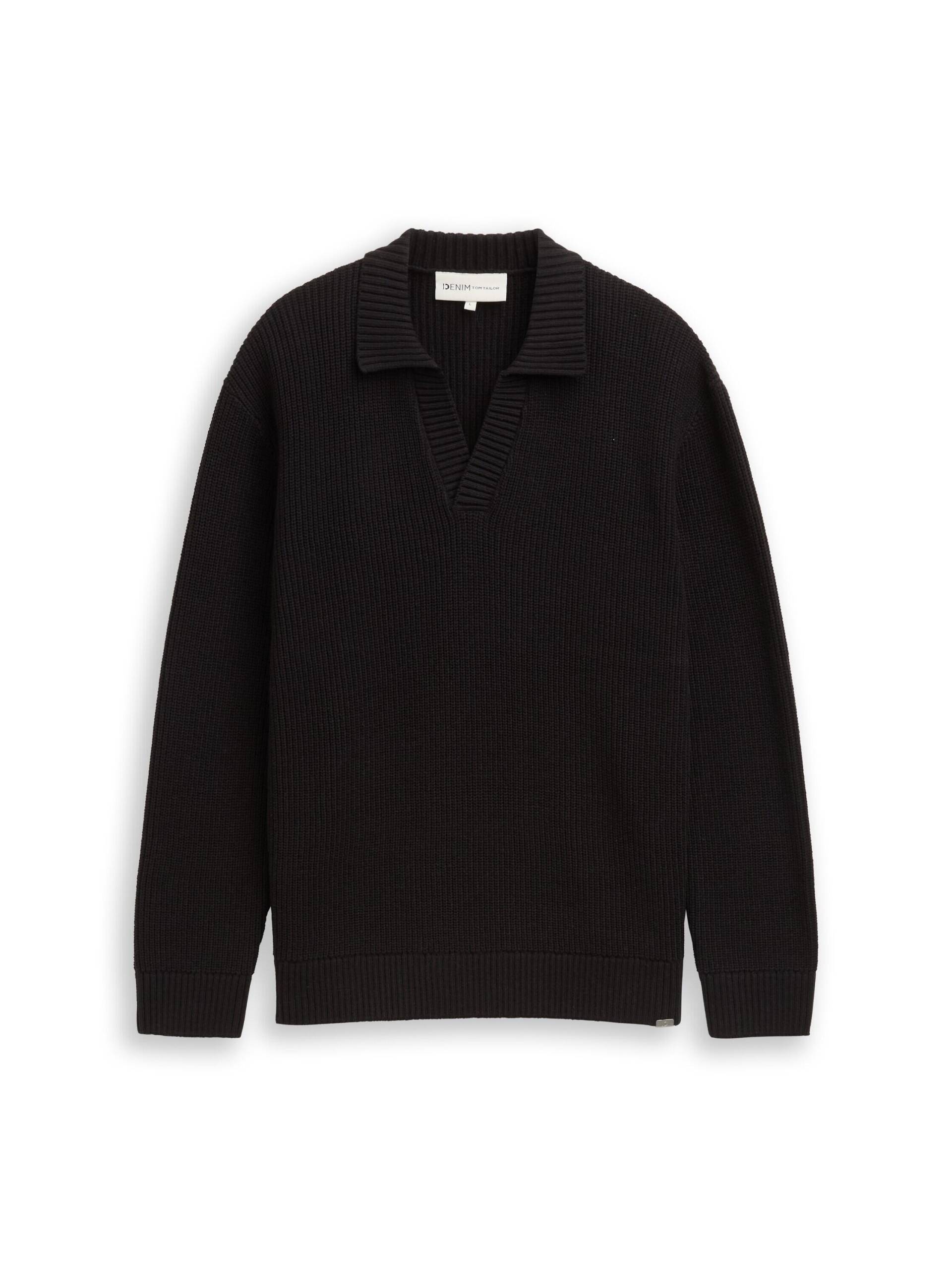 Denim Tom Tailor - Strick-Polo mit Struktur black - Gr. - XXL von Denim Tom Tailor
