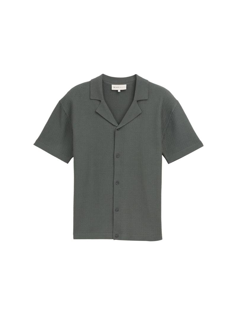 Denim Tom Tailor - Strick-Poloshirt mit kurzen Ärmeln washed jasper green - Gr. - XL von Denim Tom Tailor