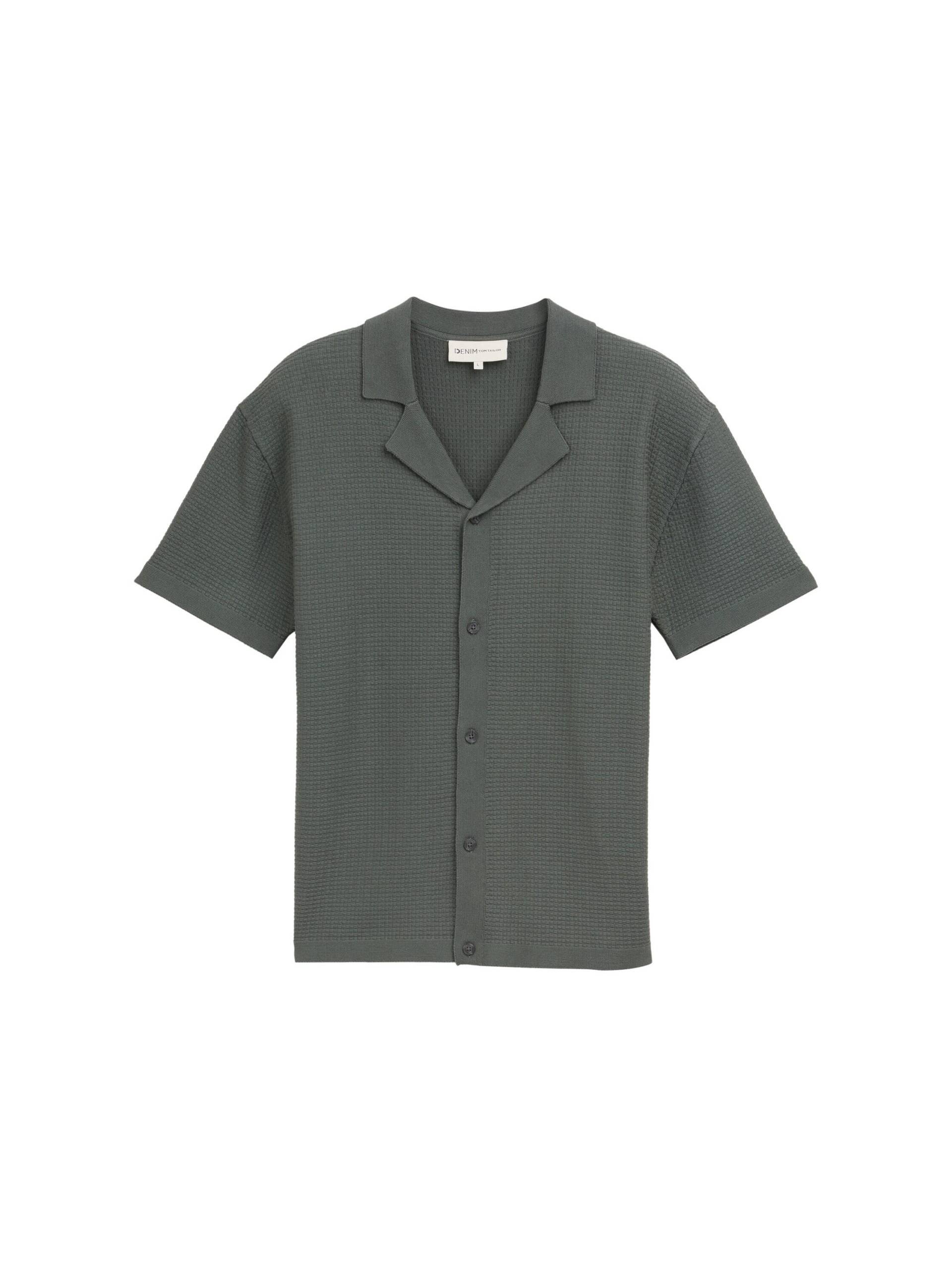 Denim Tom Tailor - Strick-Poloshirt mit kurzen Ärmeln washed jasper green - Gr. - XXL von Denim Tom Tailor