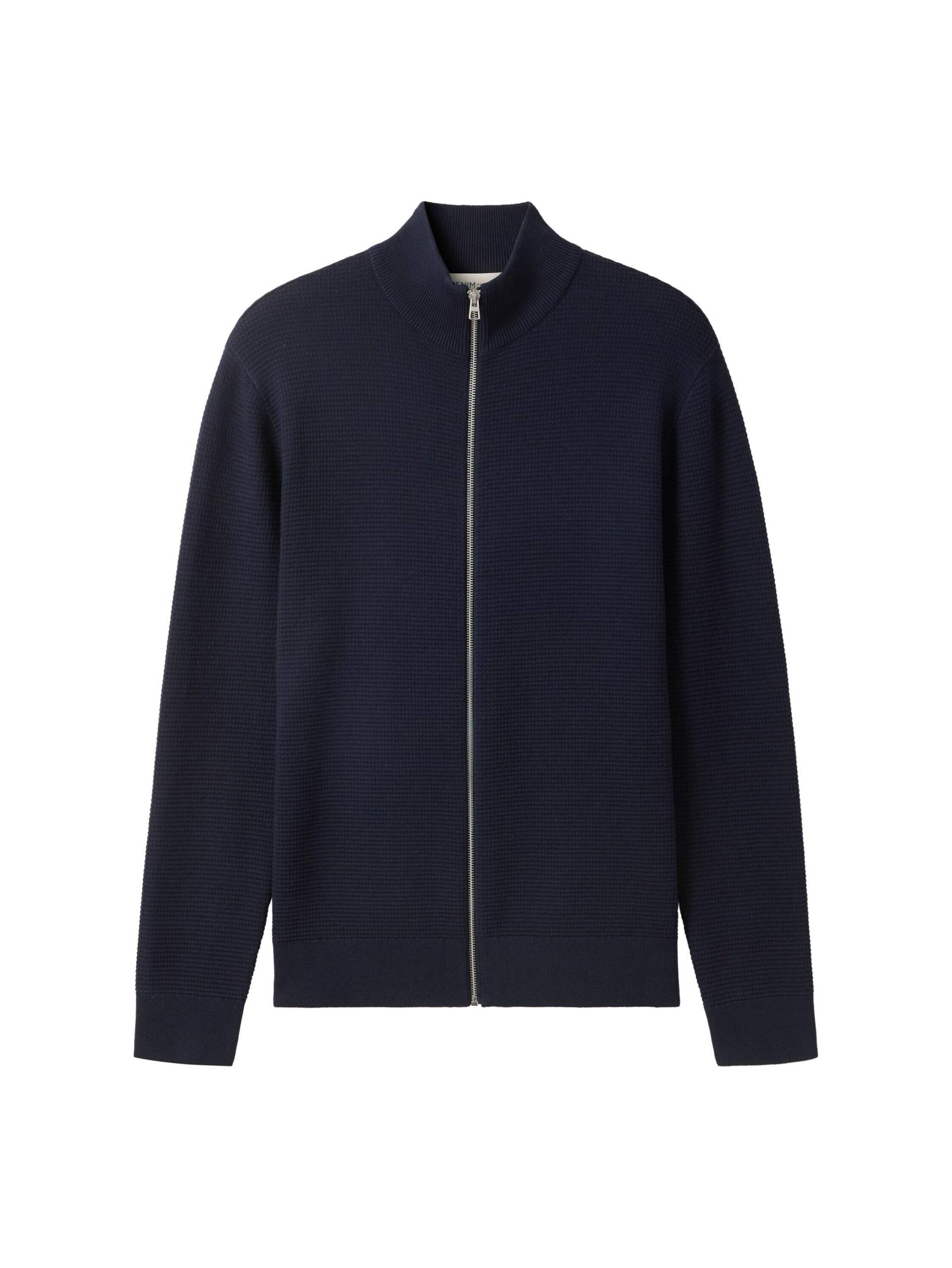 Denim Tom Tailor - Strickjacke mit Reißverschluss aus Baumwolle sky captain blue - Gr. - XXL von Denim Tom Tailor
