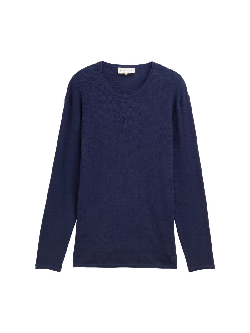 Denim Tom Tailor - Strickpullover aus Baumwolle dark blueberry - Gr. - M von Denim Tom Tailor