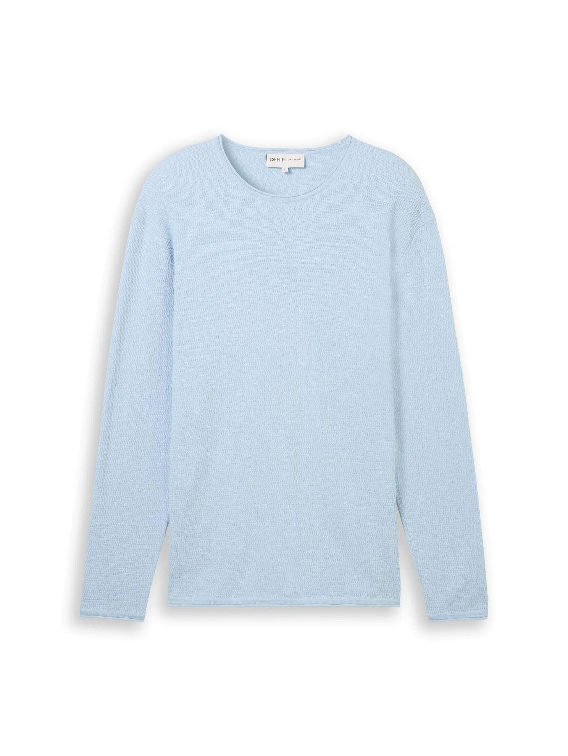 Denim Tom Tailor - Strickpullover aus Baumwolle light metal blue - Gr. - XXL von Denim Tom Tailor