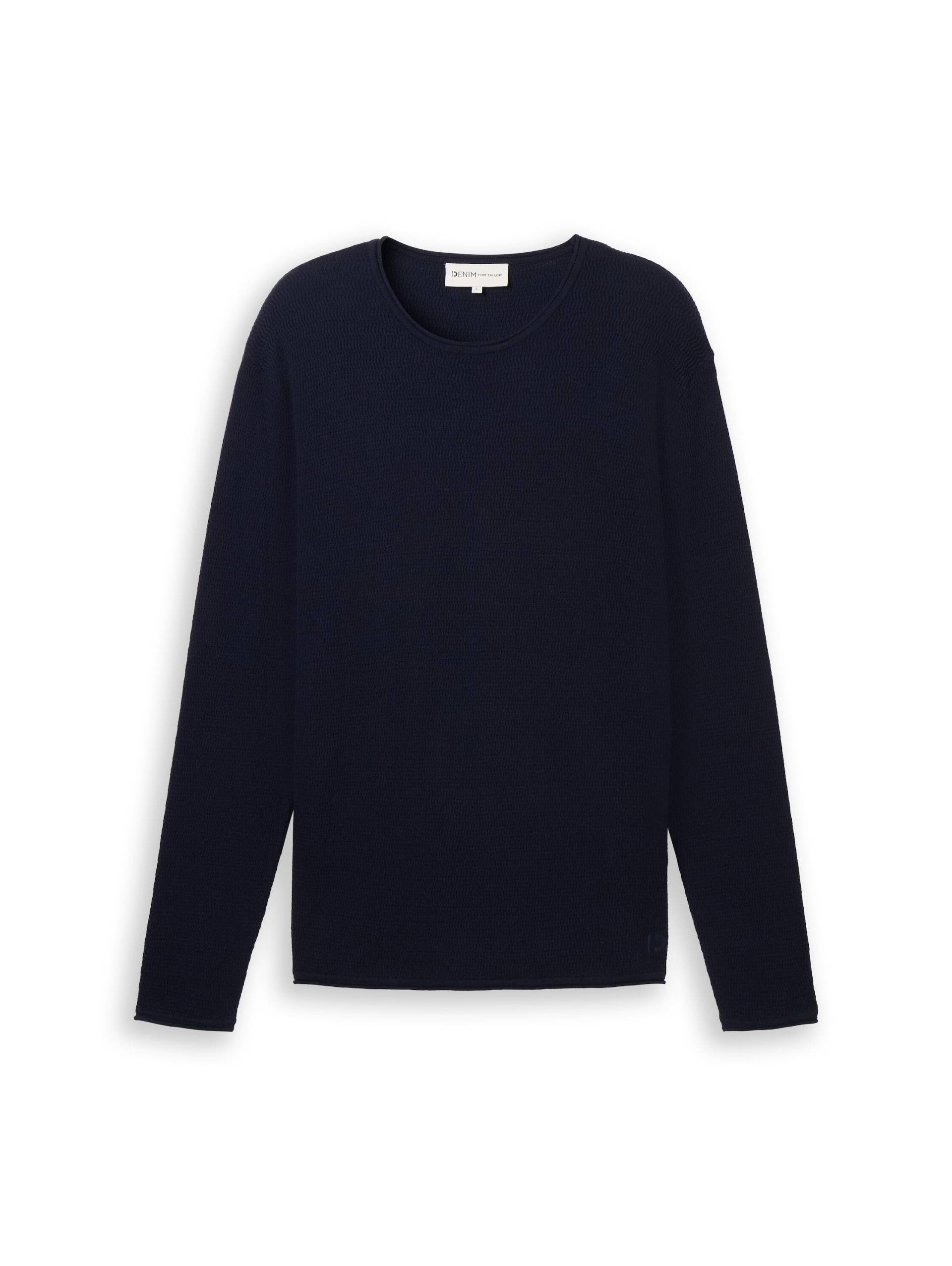 Denim Tom Tailor - Strickpullover aus Baumwolle sky captain blue - Gr. - M von Denim Tom Tailor