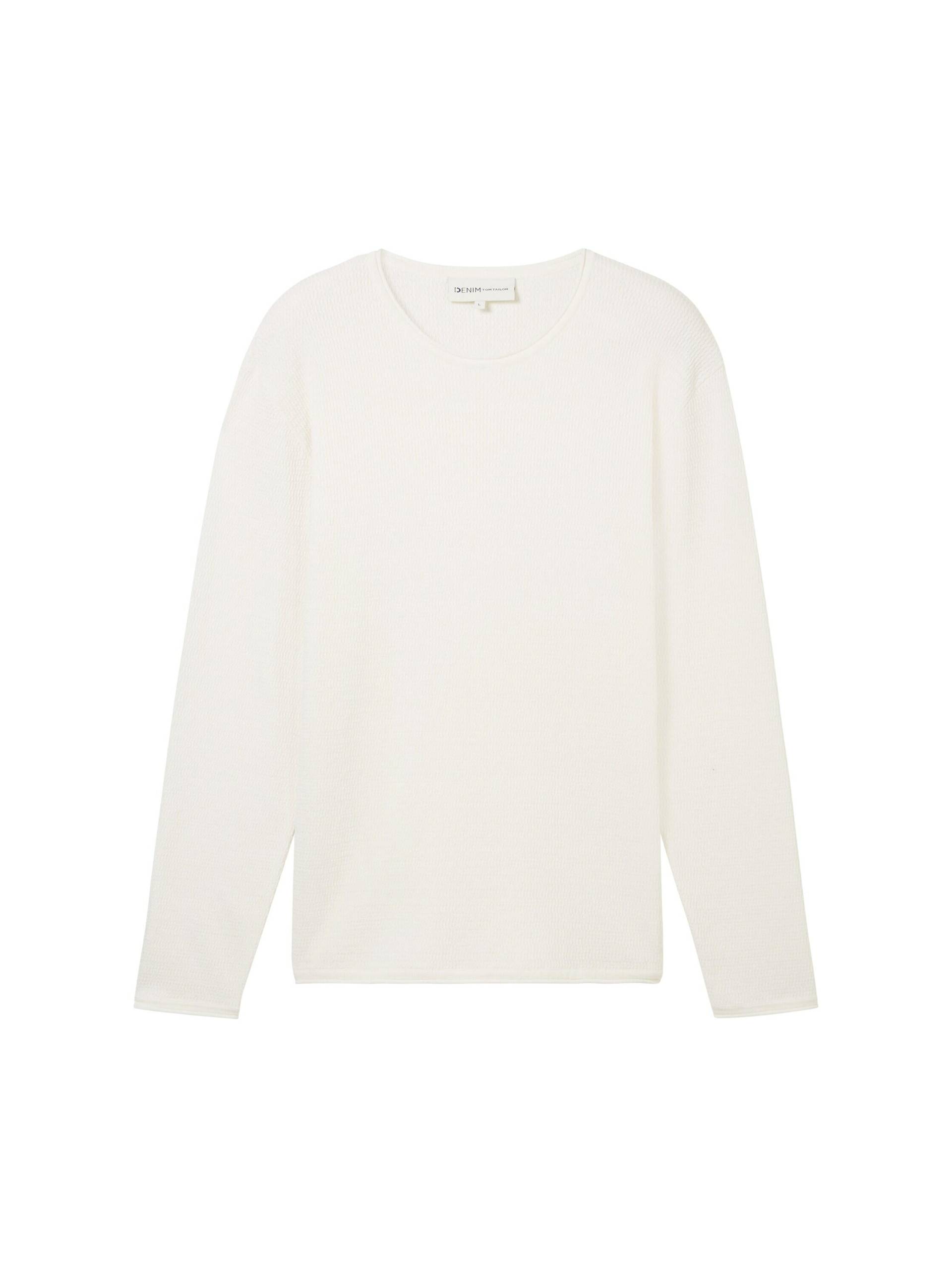 Denim Tom Tailor - Strickpullover aus Baumwolle wool white - Gr. - L von Denim Tom Tailor