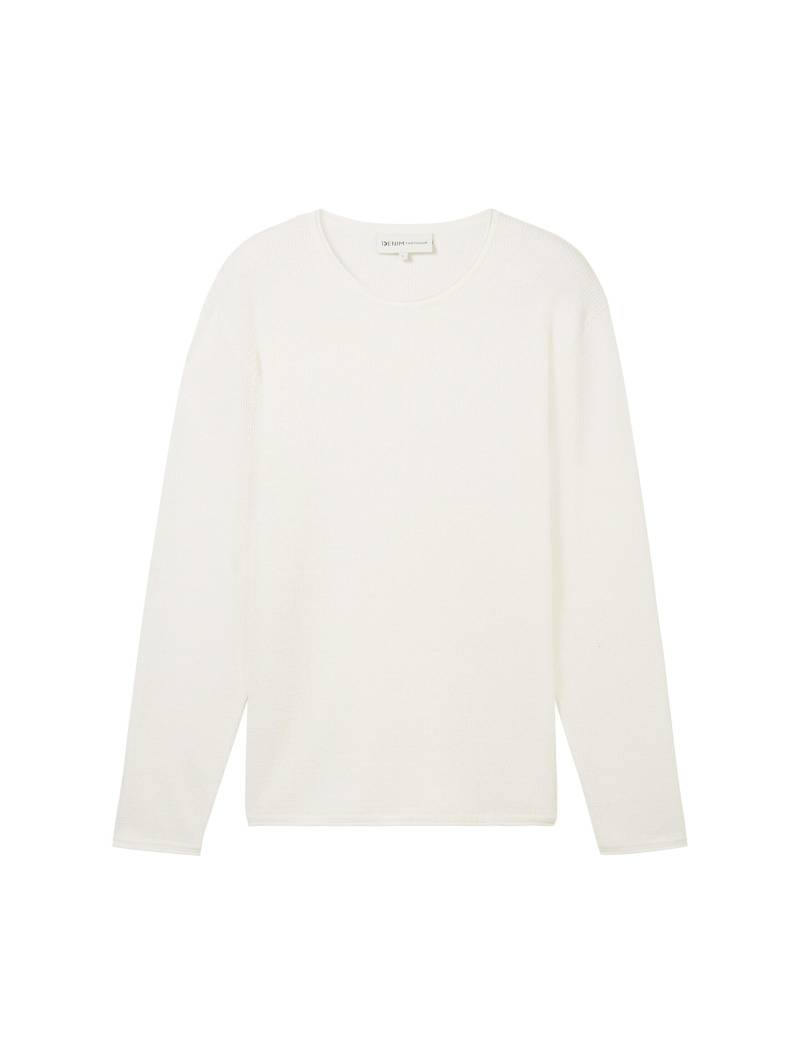 Denim Tom Tailor - Strickpullover aus Baumwolle wool white - Gr. - L von Denim Tom Tailor