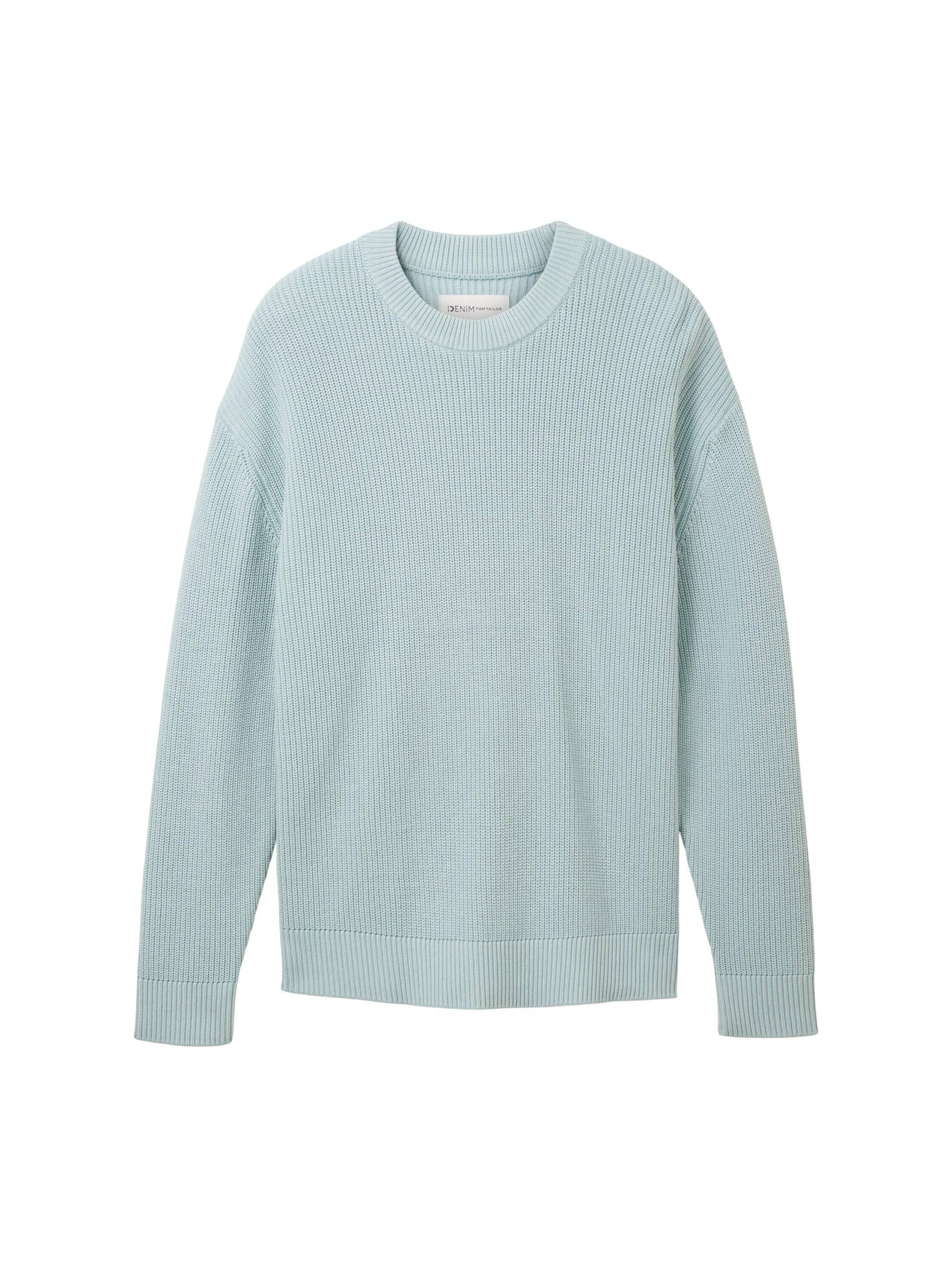 Denim Tom Tailor - Strickpullover im Washed-Look dusty mint blue - Gr. - L von Denim Tom Tailor