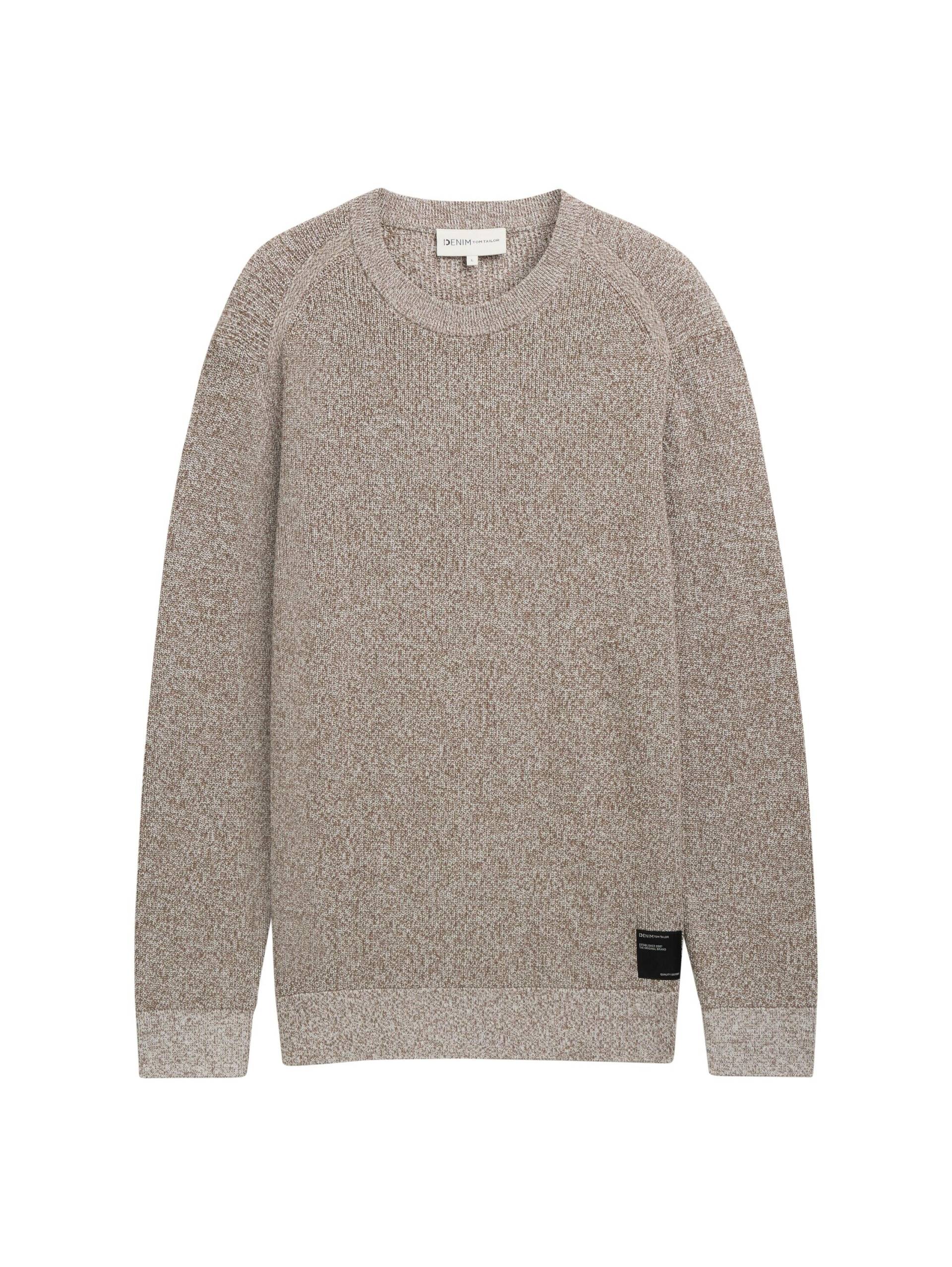 Denim Tom Tailor - Strickpullover in Melange Optik gardenia white mouline - Gr. - XXL von Denim Tom Tailor