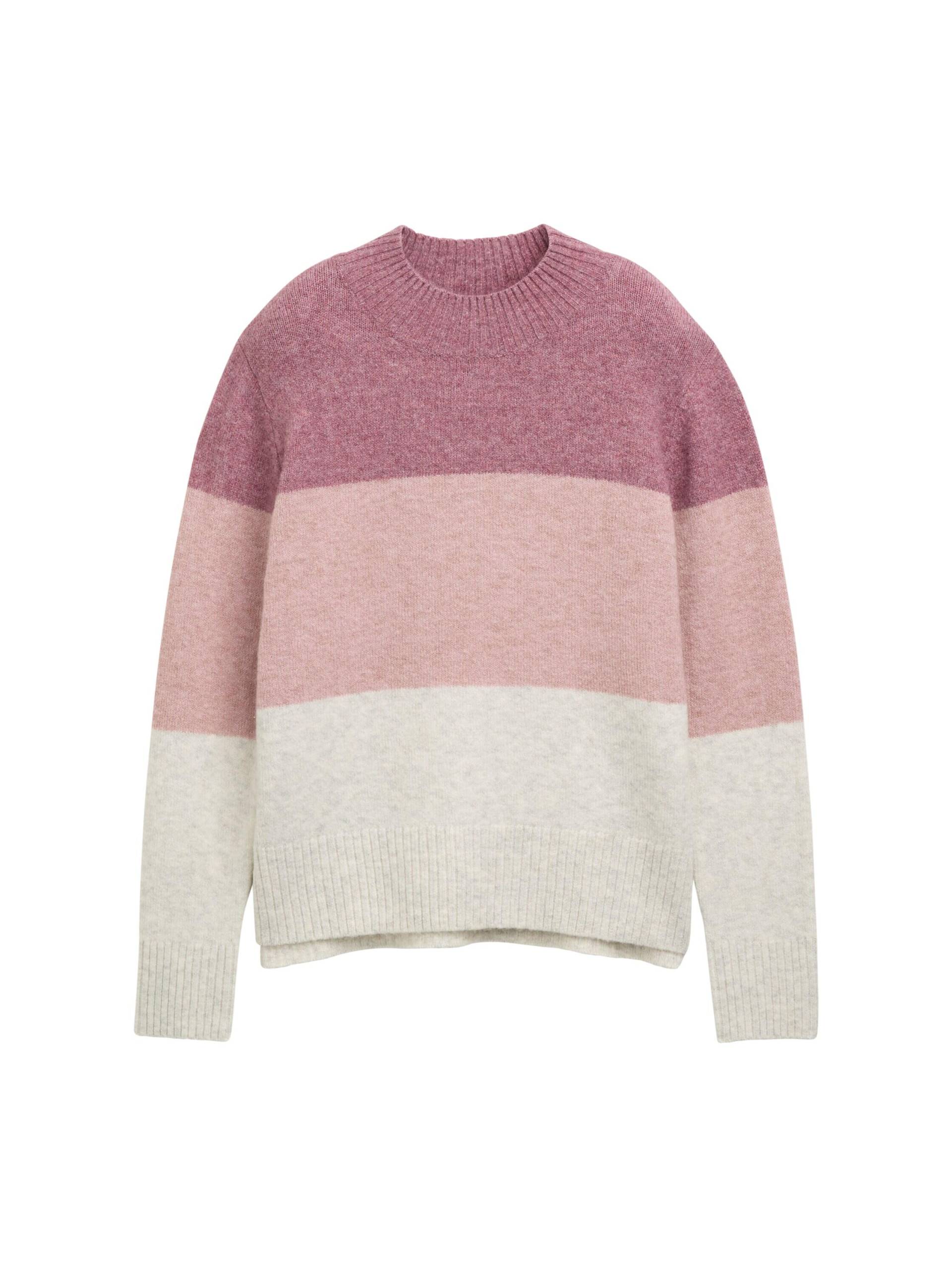 Denim Tom Tailor - Strickpullover mit Colour Blocking rose beige colorblock - Gr. - S von Denim Tom Tailor