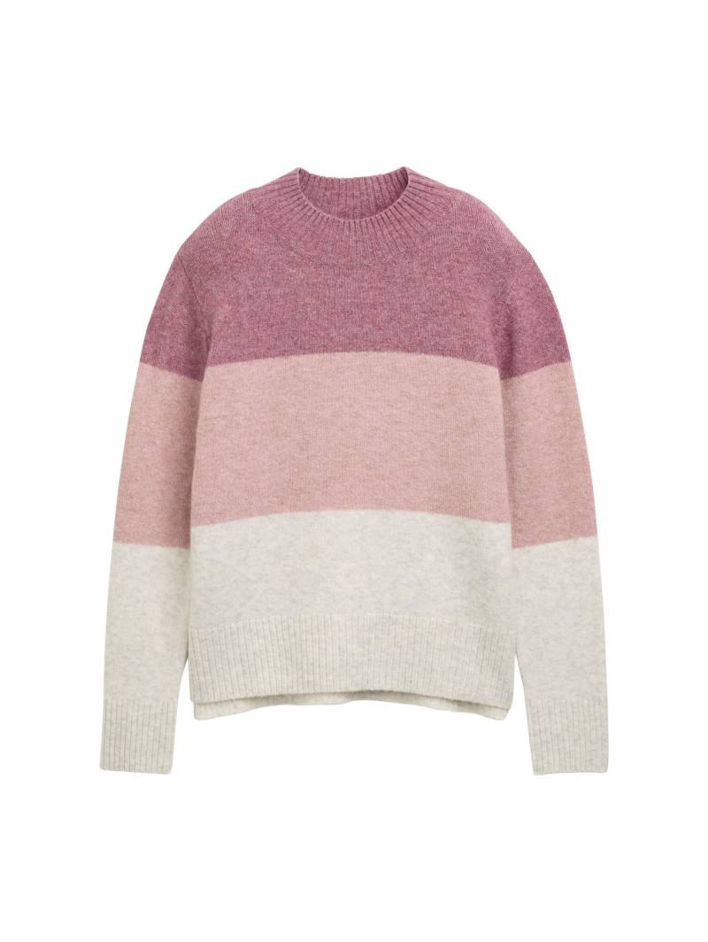 Denim Tom Tailor - Strickpullover mit Colour Blocking rose beige colorblock - Gr. - XL von Denim Tom Tailor
