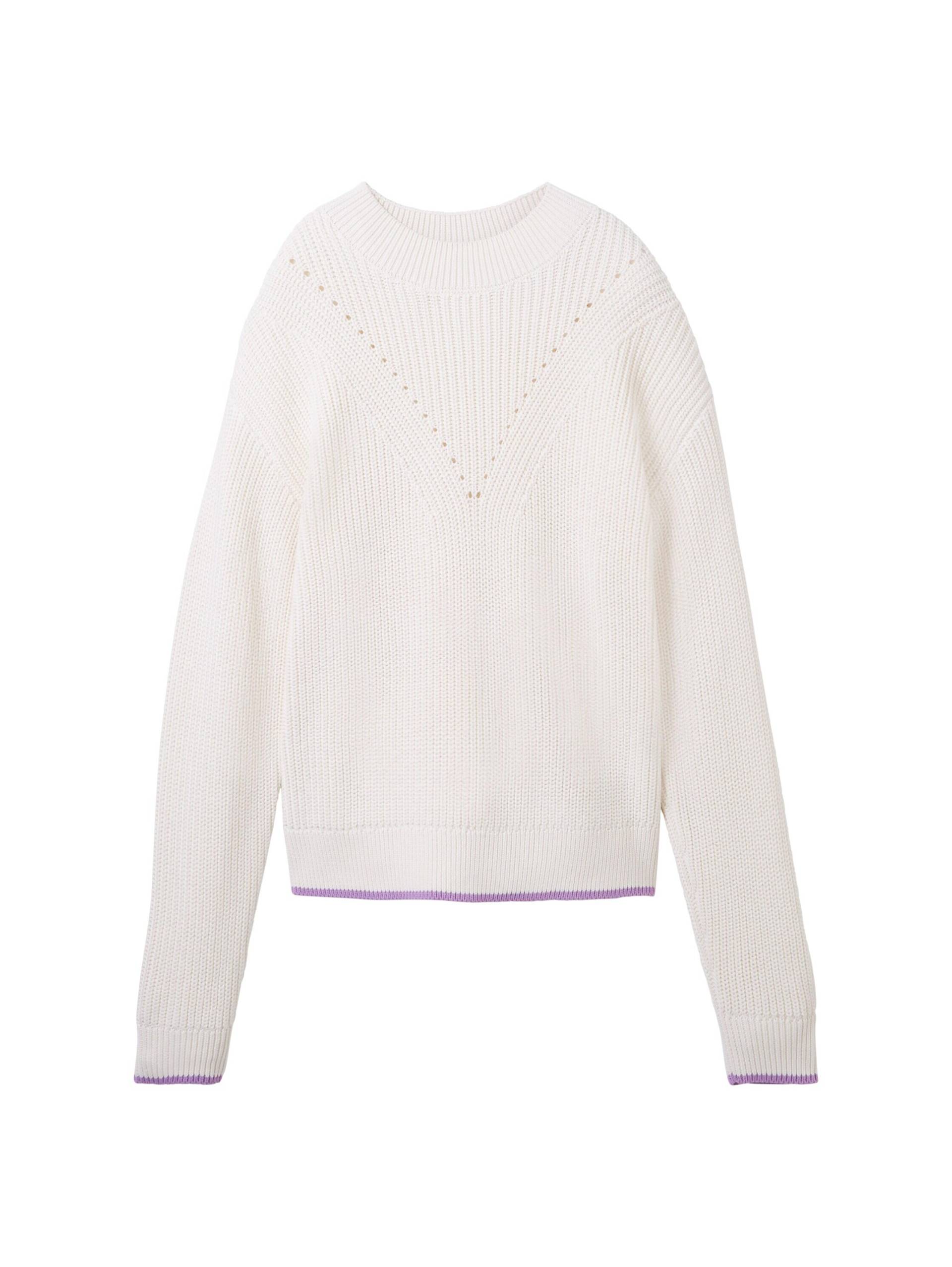 Denim Tom Tailor - Strickpullover mit Lochmuster-Struktur soft neutral beige - Gr. - XL von Denim Tom Tailor