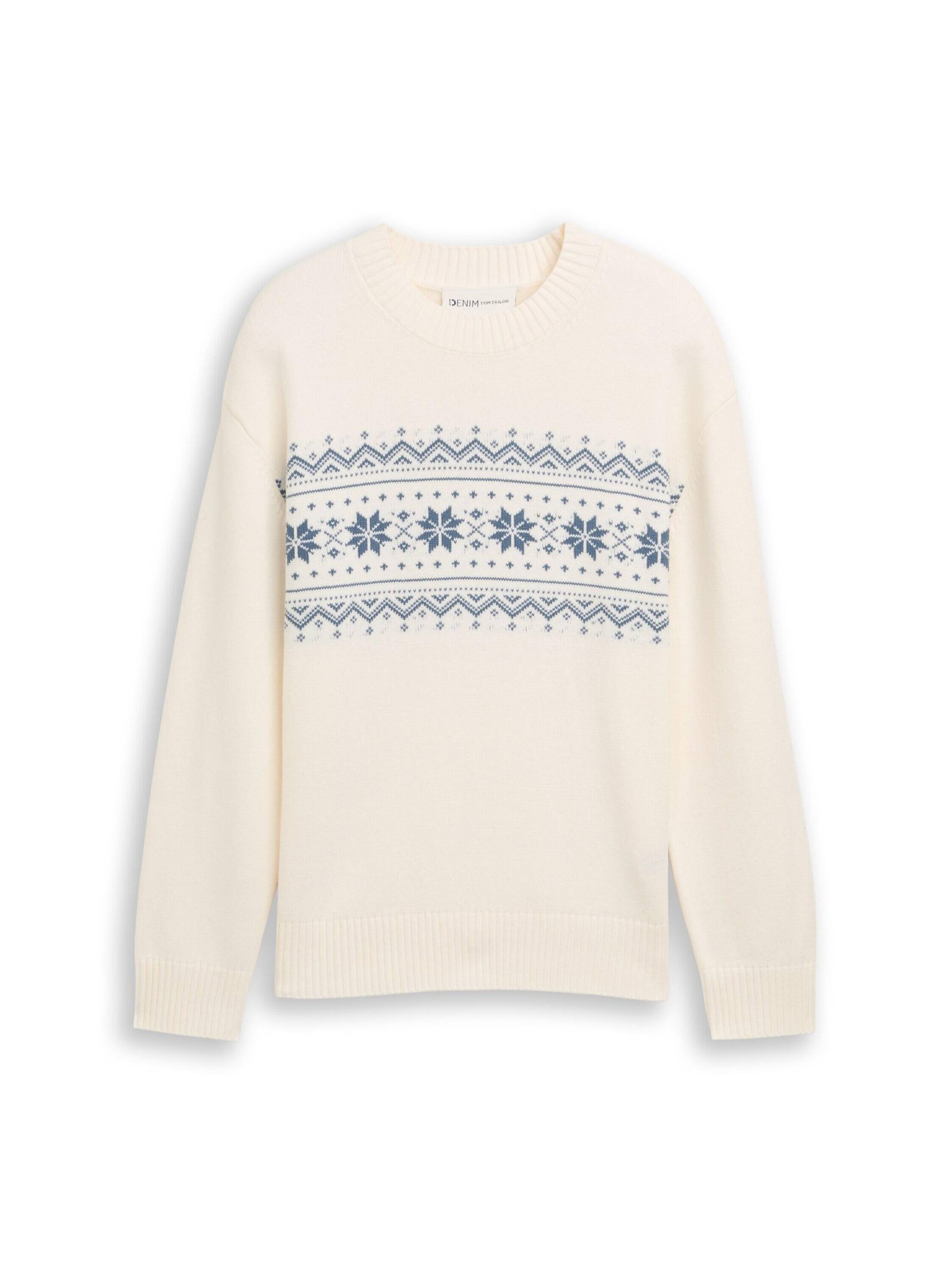 Denim Tom Tailor - Strickpullover mit Norweger-Muster wool white - Gr. - XXL von Denim Tom Tailor