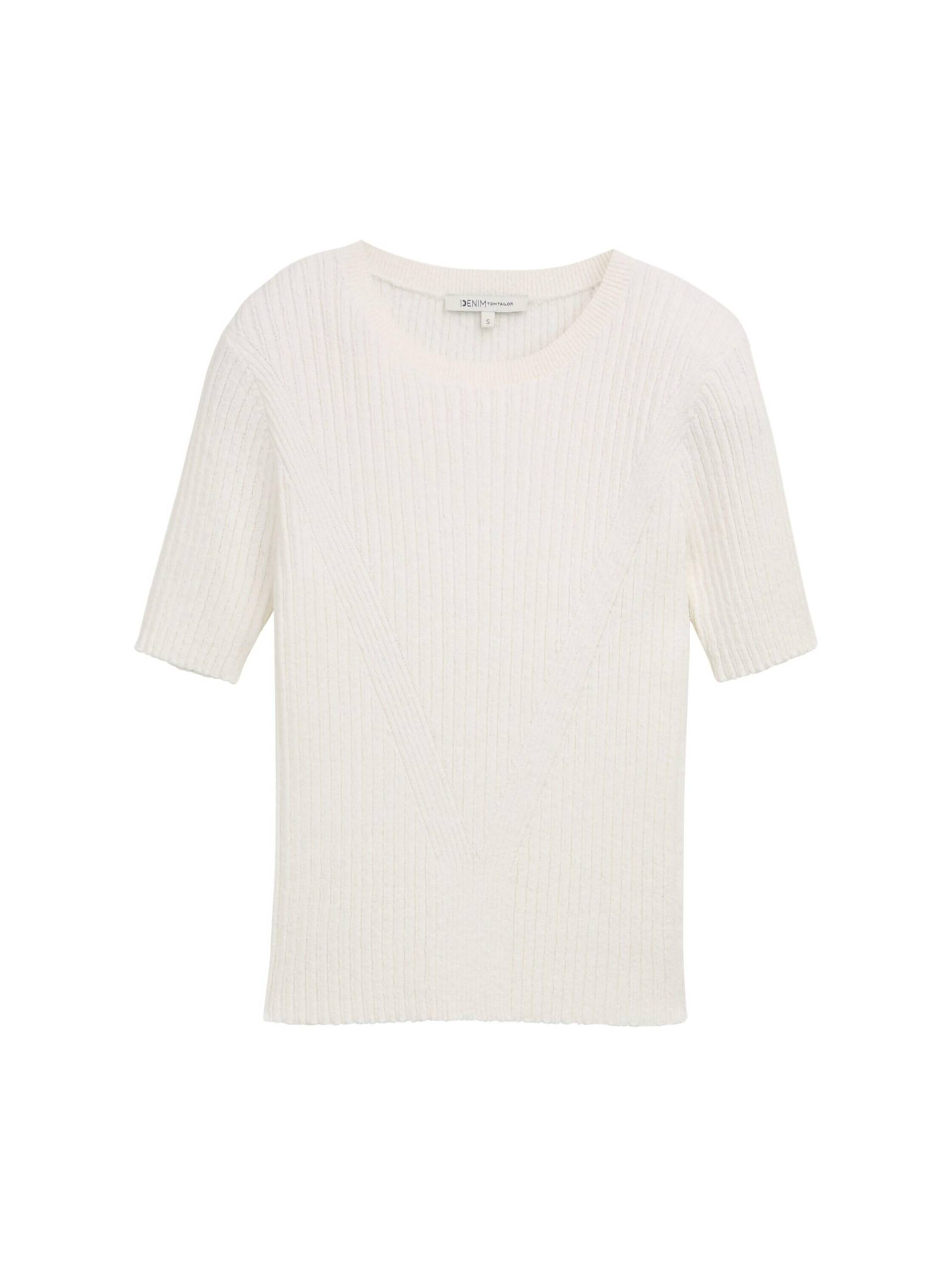 Denim Tom Tailor - Strickpullover mit Rippstruktur off white - Gr. - XS von Denim Tom Tailor