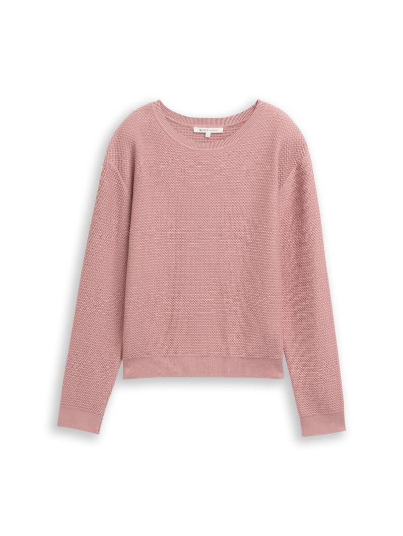 Denim Tom Tailor - Strickpullover mit Rundhalsausschnitt antique rose - Gr. - L von Denim Tom Tailor