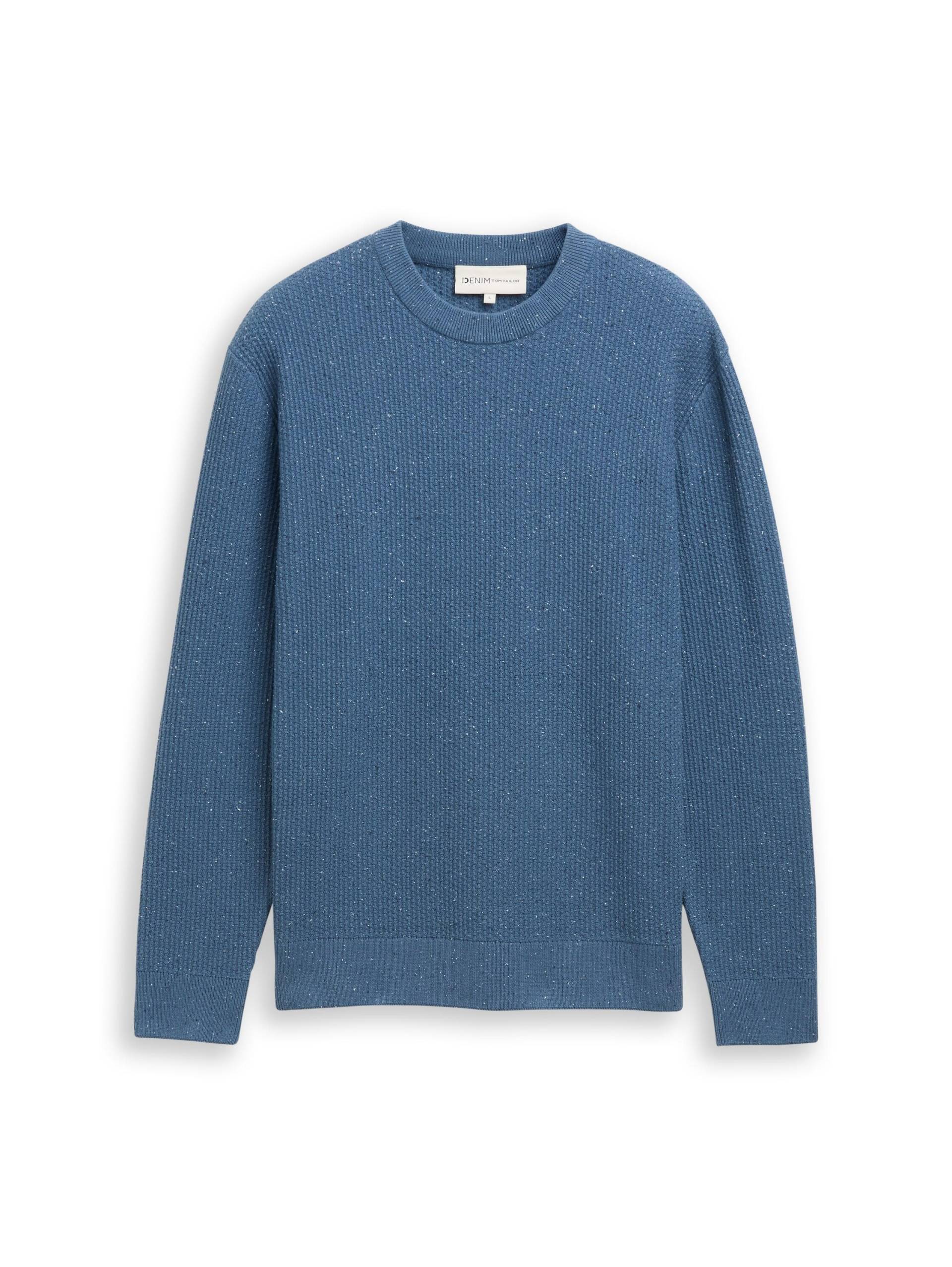 Denim Tom Tailor - Strickpullover mit Rundhalsausschnitt denim blue multicolor neps - Gr. - XXL von Denim Tom Tailor