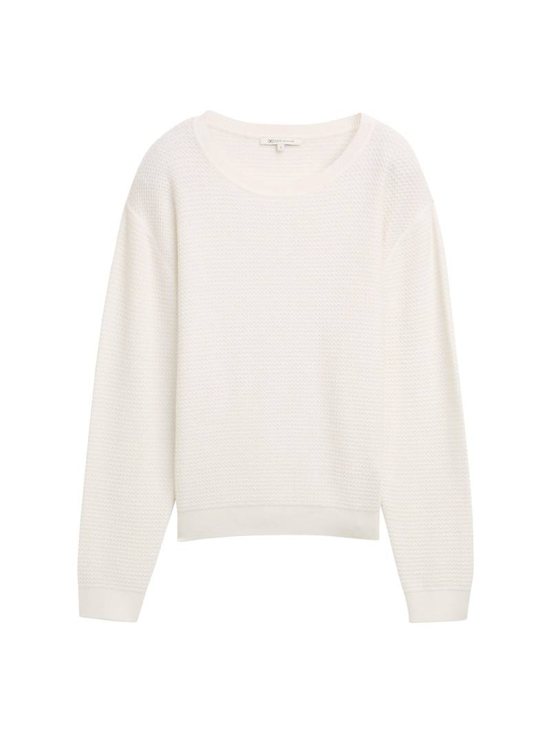 Denim Tom Tailor - Strickpullover mit Rundhalsausschnitt off white - Gr. - S von Denim Tom Tailor