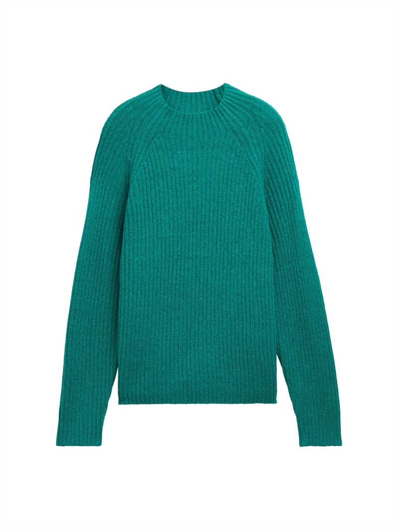 Denim Tom Tailor - Strickpullover mit Stehkragen jade green melange - Gr. - S von Denim Tom Tailor