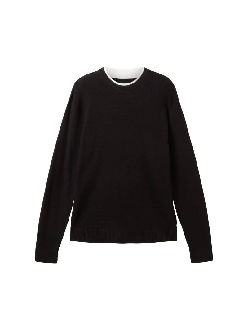 Denim Tom Tailor - Strickpullover mit Struktur black - Gr. - M von Denim Tom Tailor