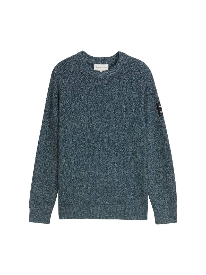 Denim Tom Tailor - Strickpullover mit Struktur deep pond green mouline - Gr. - L von Denim Tom Tailor